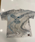 Marble teal, grey, white eagle tee