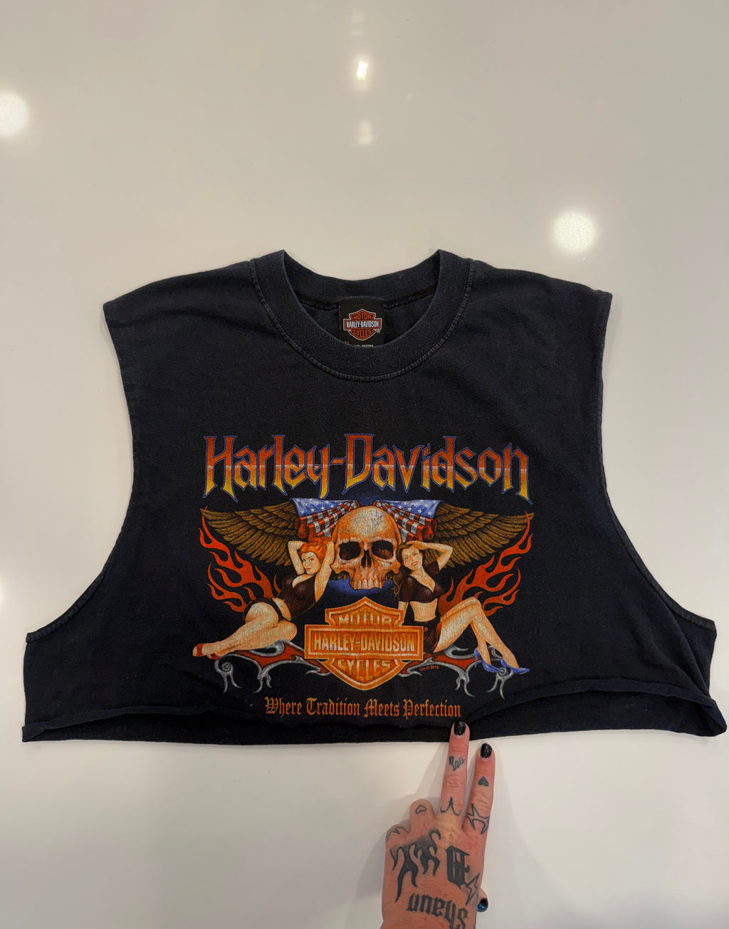 St. Augustine FL flaming pin up girls cropped tank