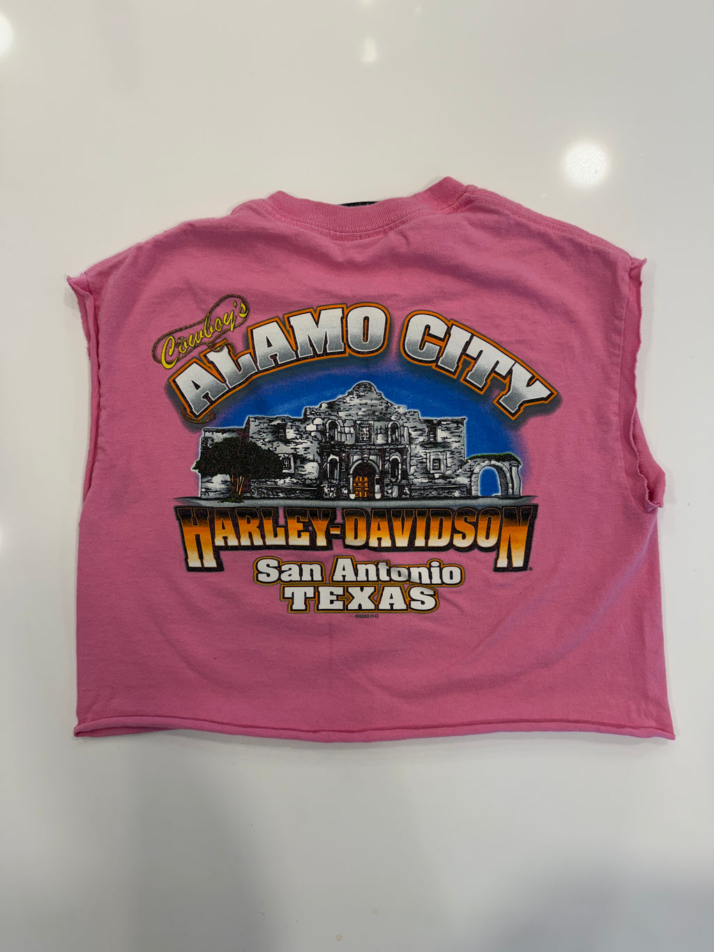 San Antonio TX pink cropped tee