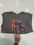 Myrtle Beach grey pin up cropped tee