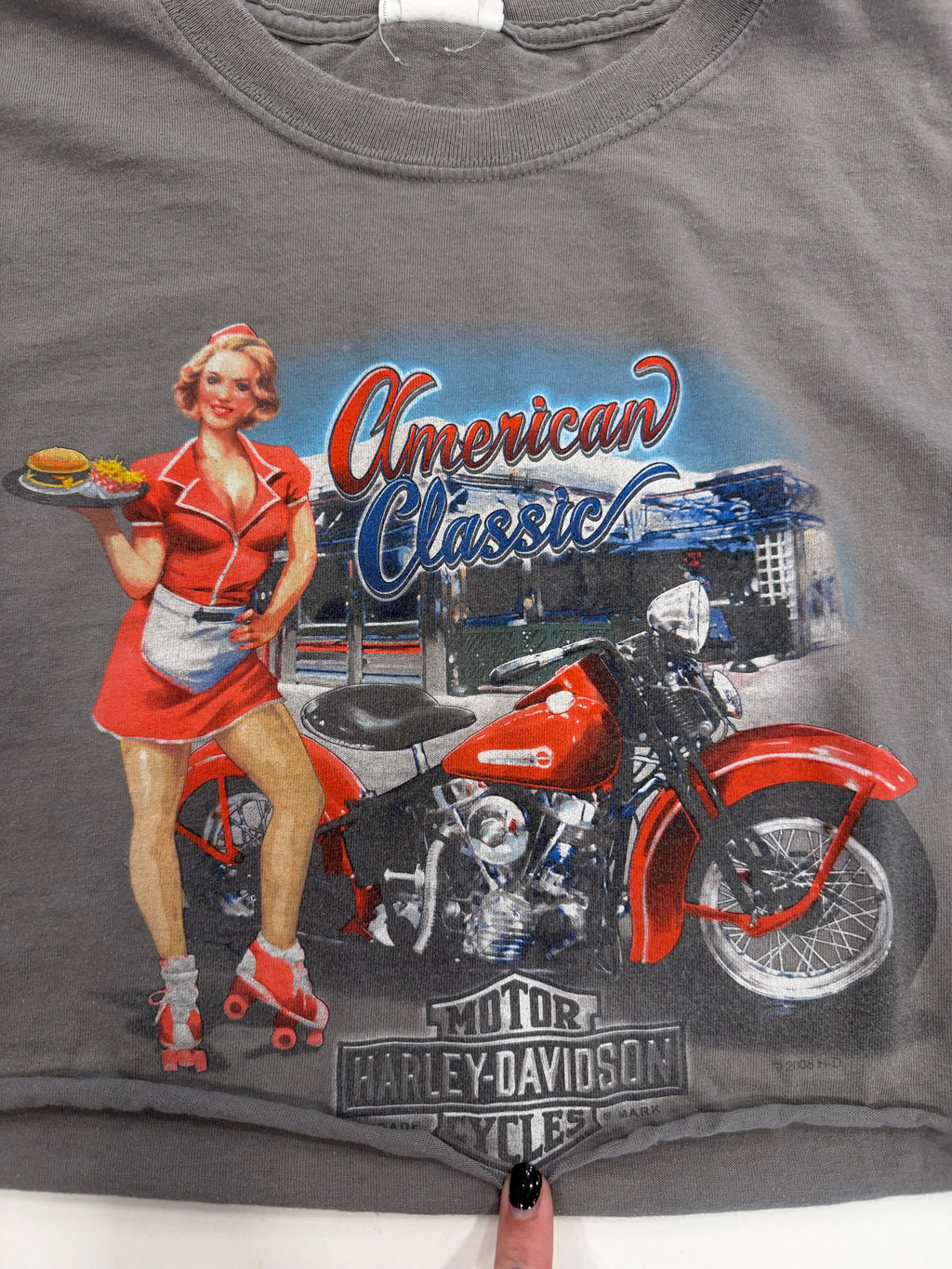 Myrtle Beach grey pin up cropped tee