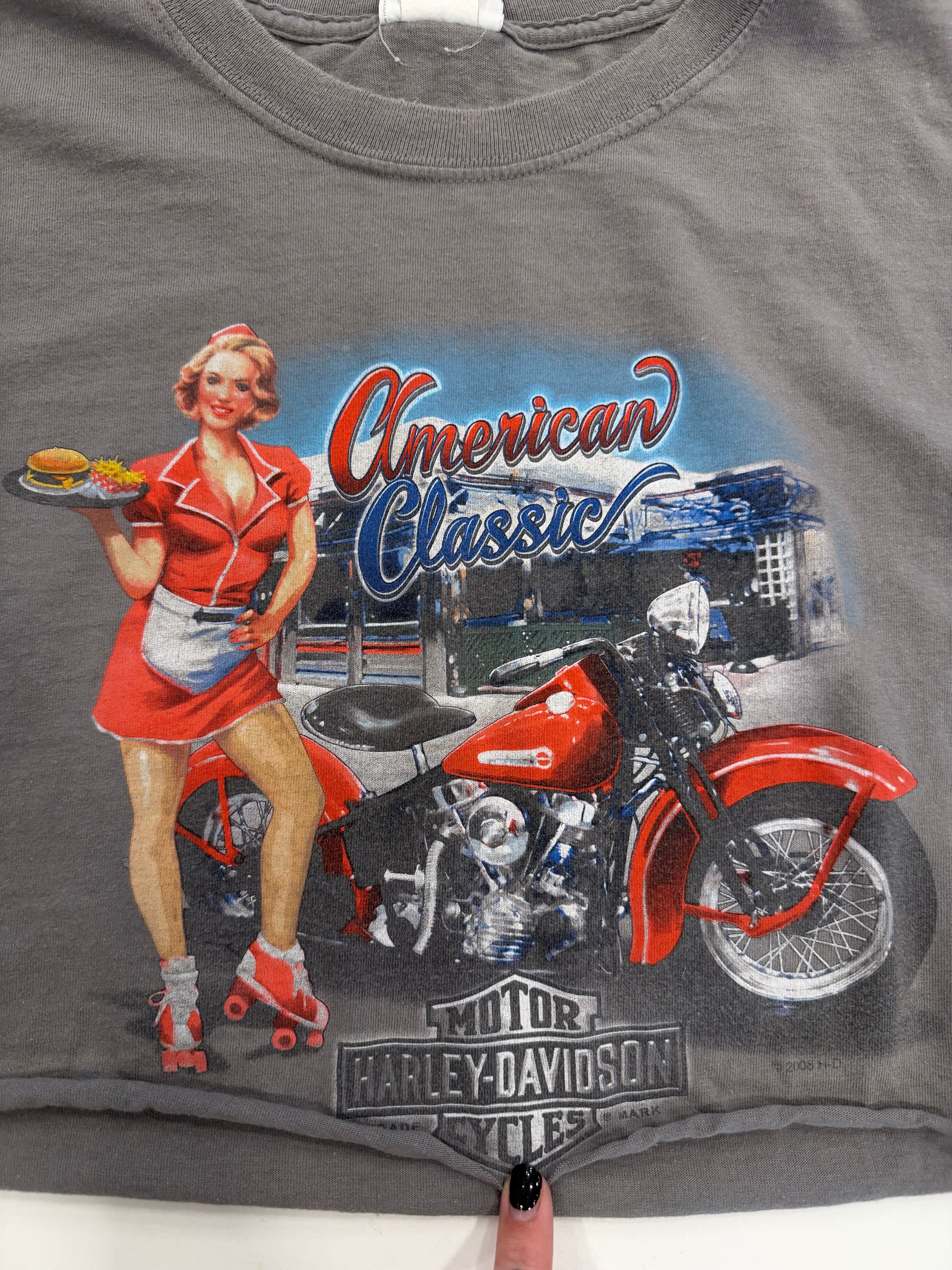 Myrtle Beach grey pin up cropped tee