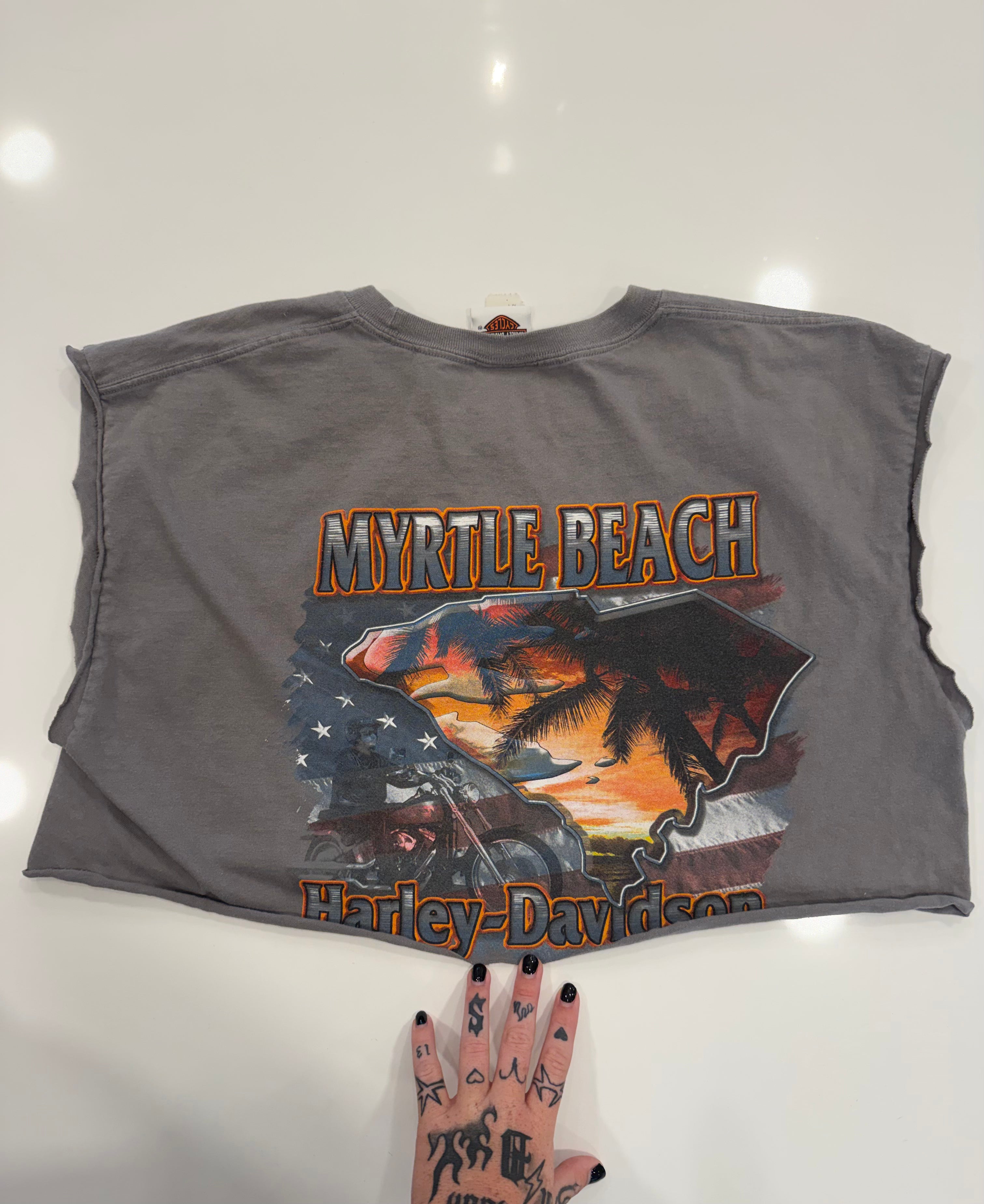 Myrtle Beach grey pin up cropped tee