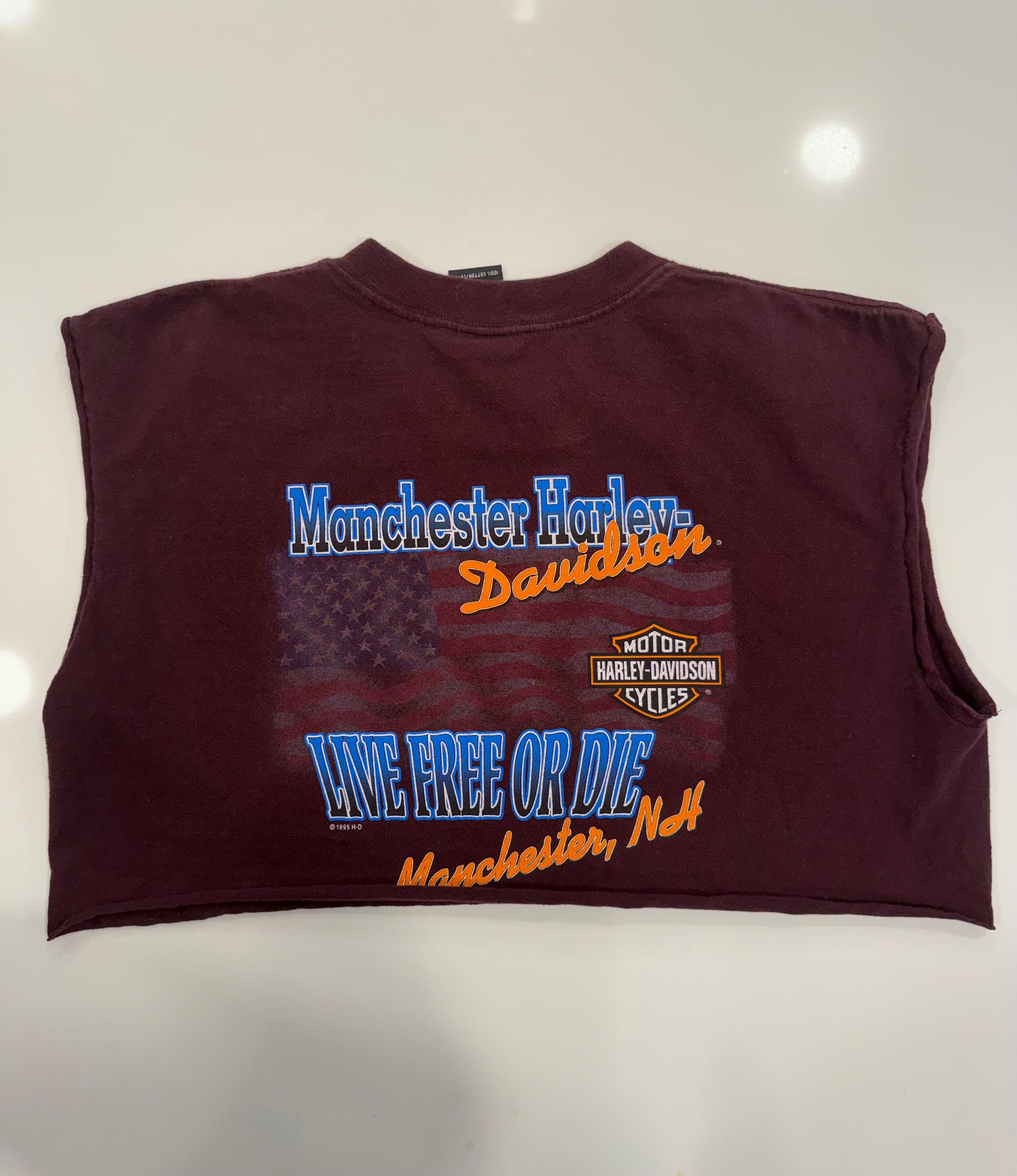 Manchester NH maroon cropped tee