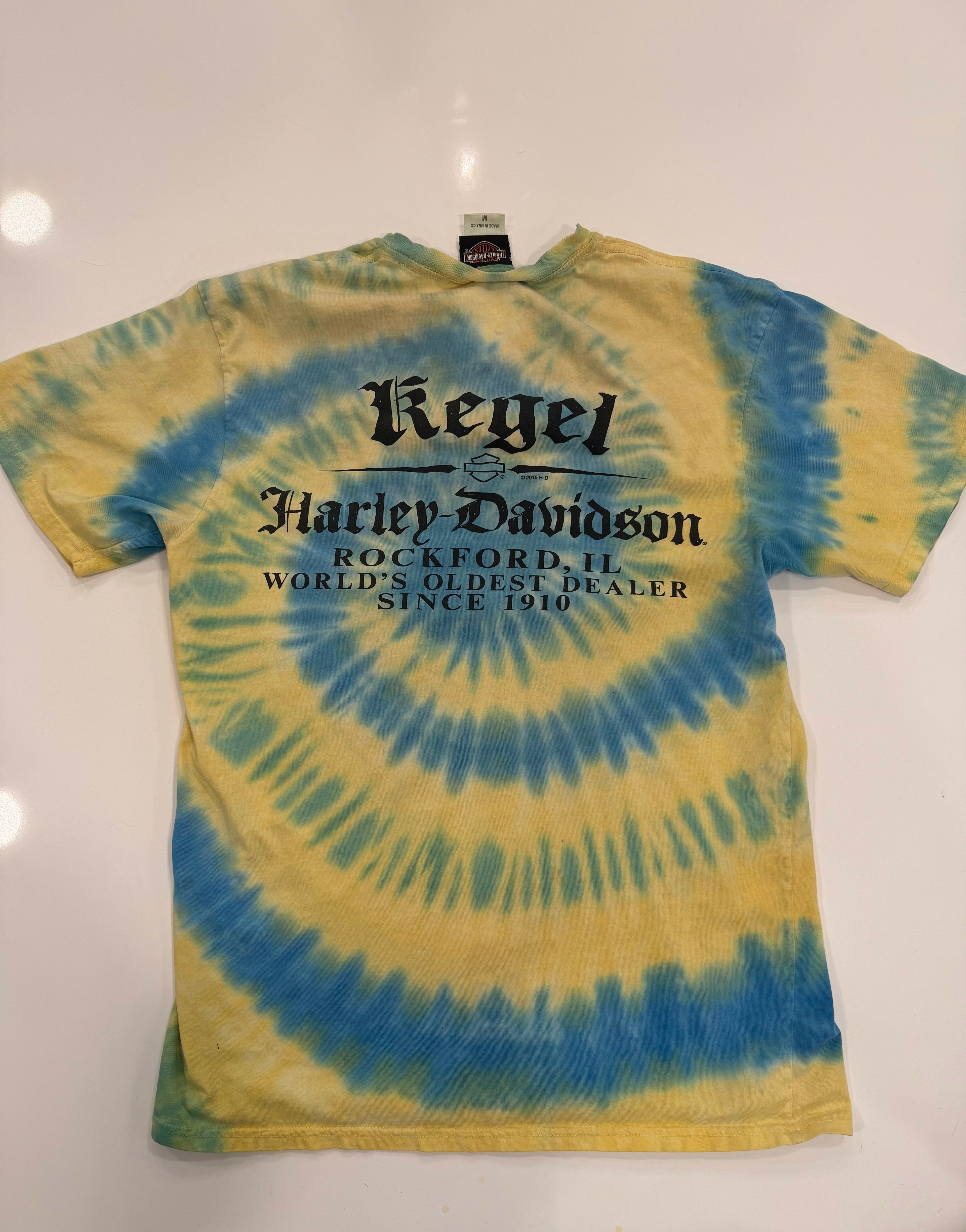 Rockford IL blue and yellow tie dye tee