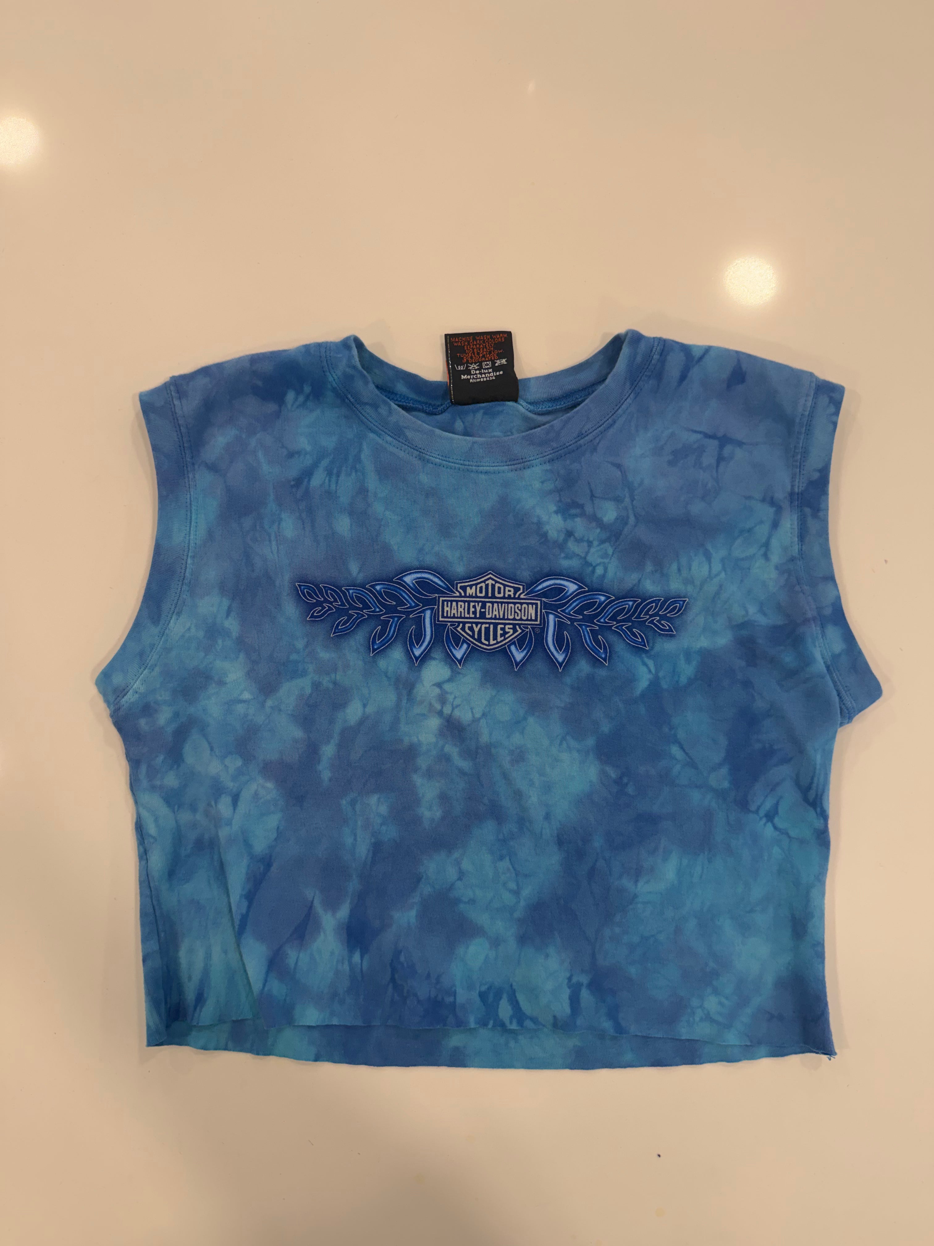 Blues on blues tie dye tank