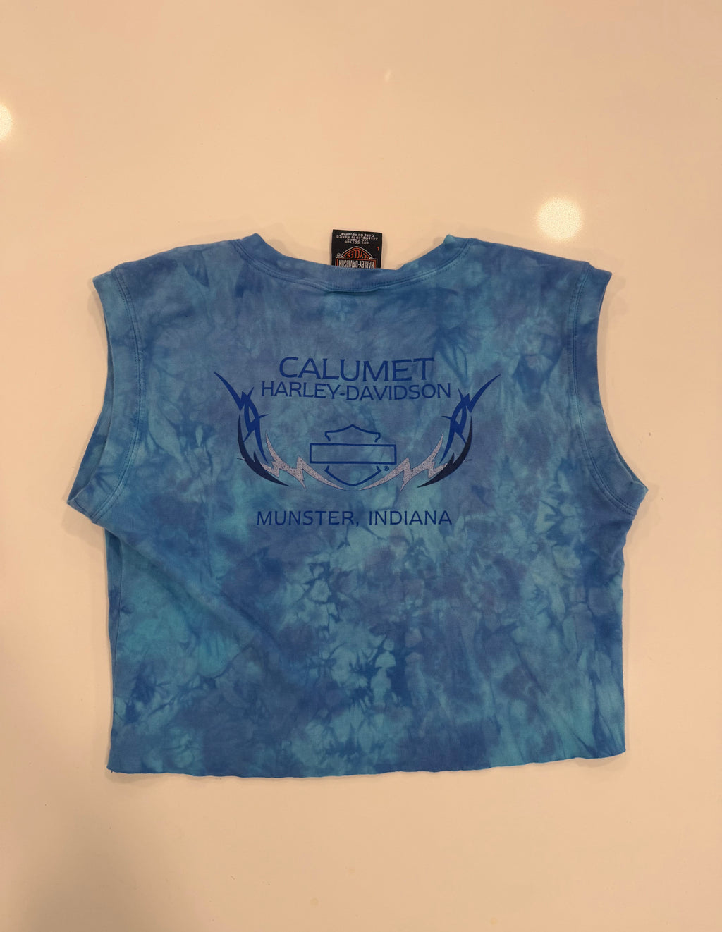 Blues on blues tie dye tank