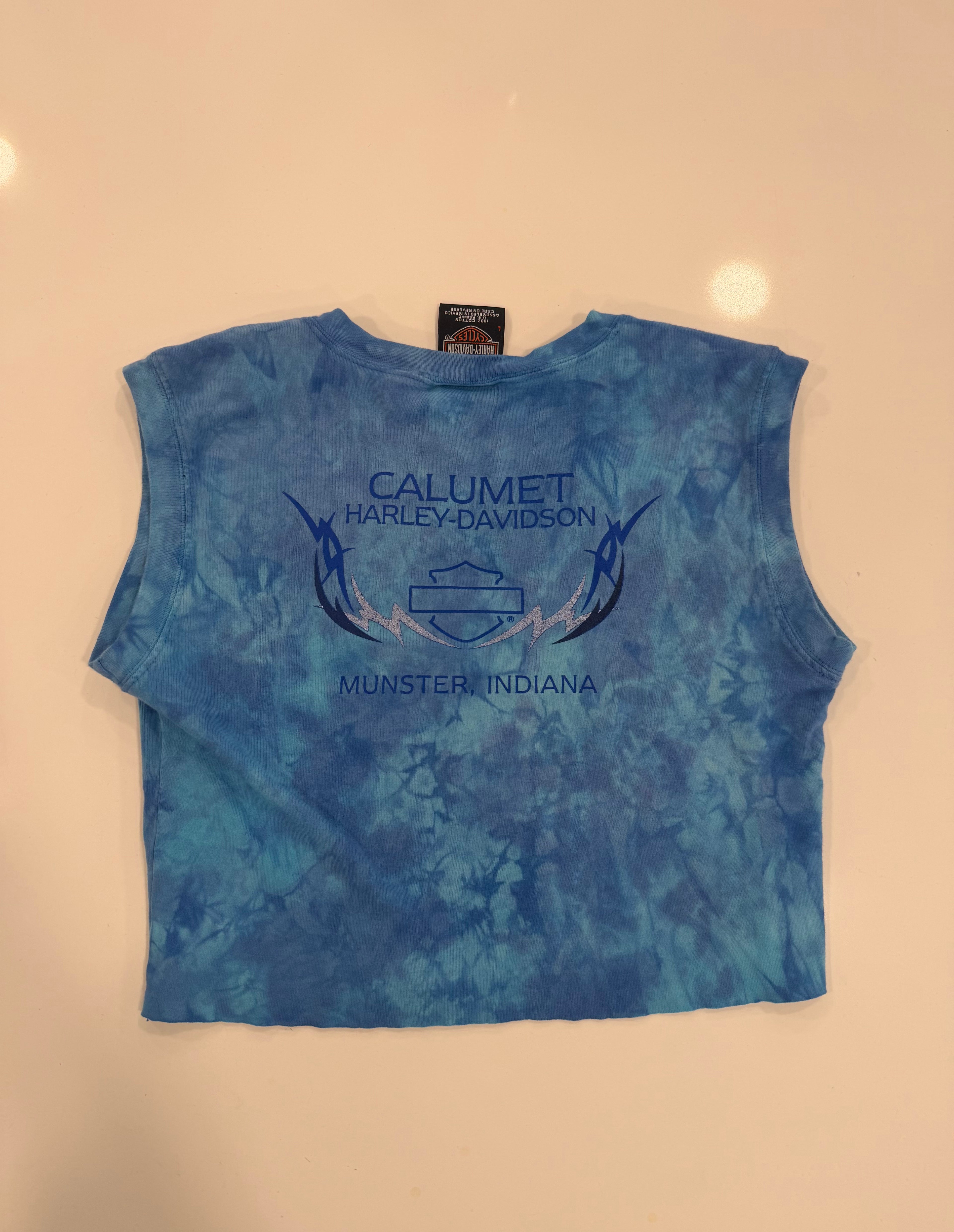 Blues on blues tie dye tank