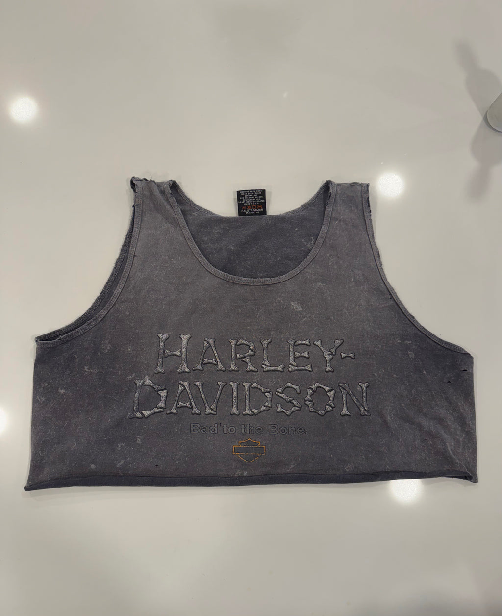 Bad to the bone grey acid wash tank