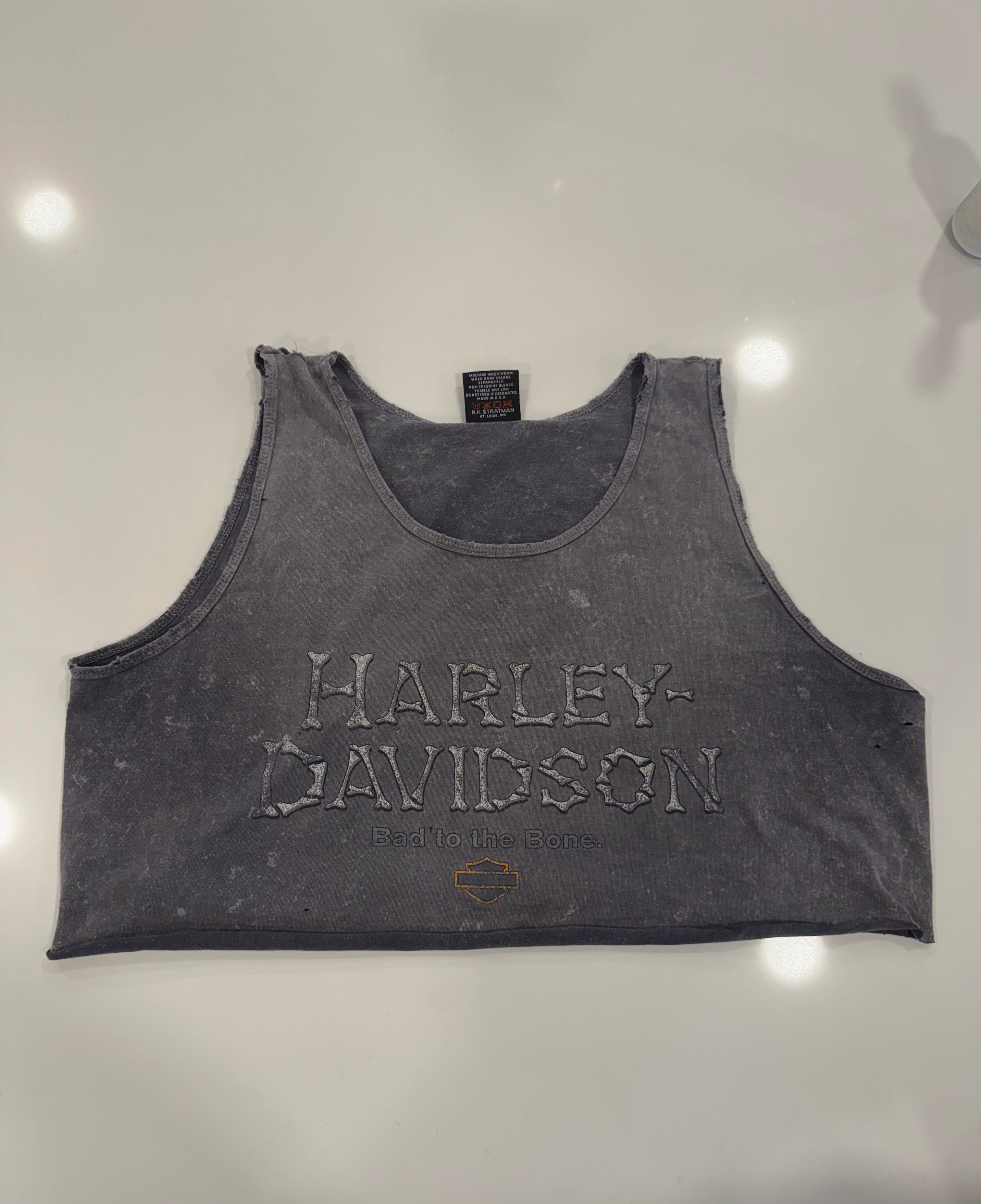 Bad to the bone grey acid wash tank