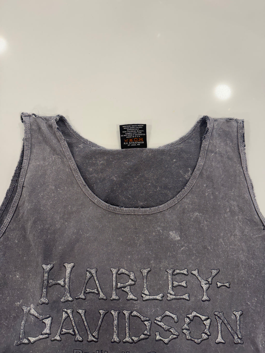 Bad to the bone grey acid wash tank