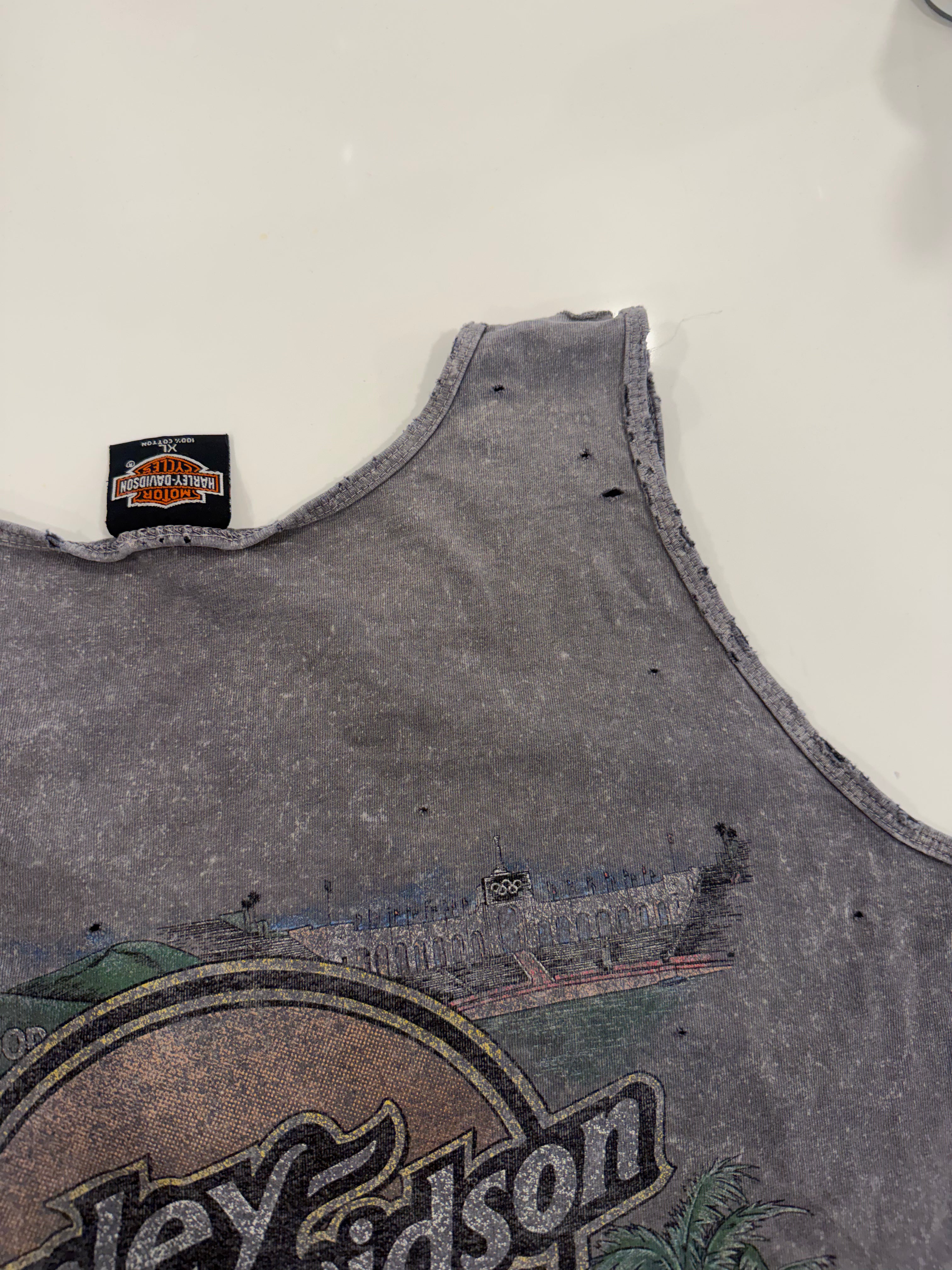 Bad to the bone grey acid wash tank