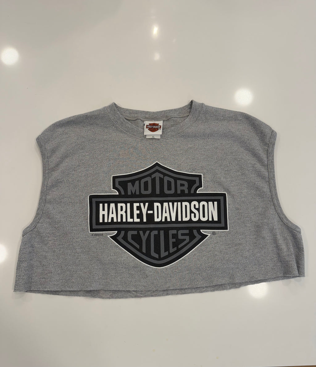 WI grey ribbed cropped muscle tank