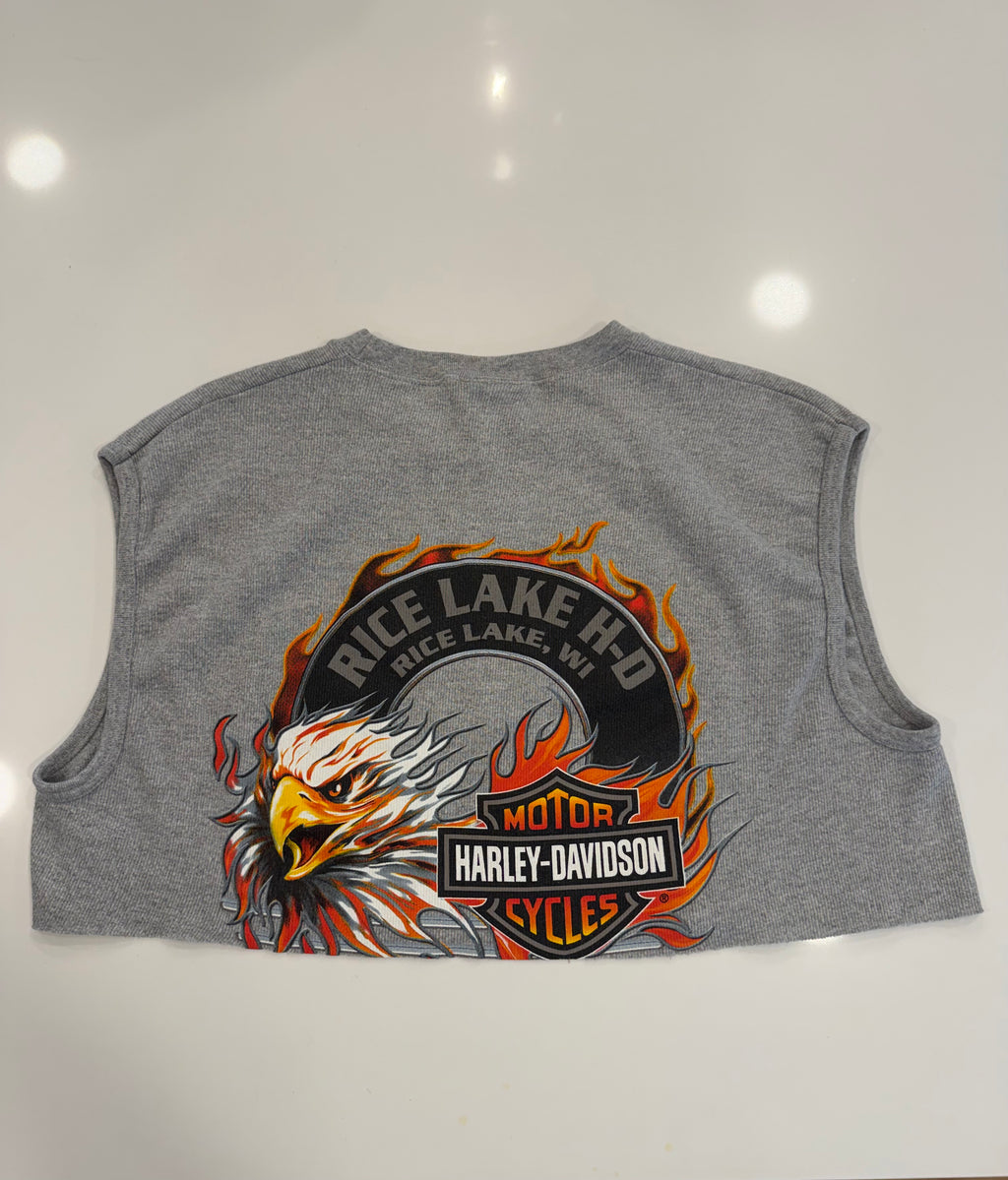 WI grey ribbed cropped muscle tank