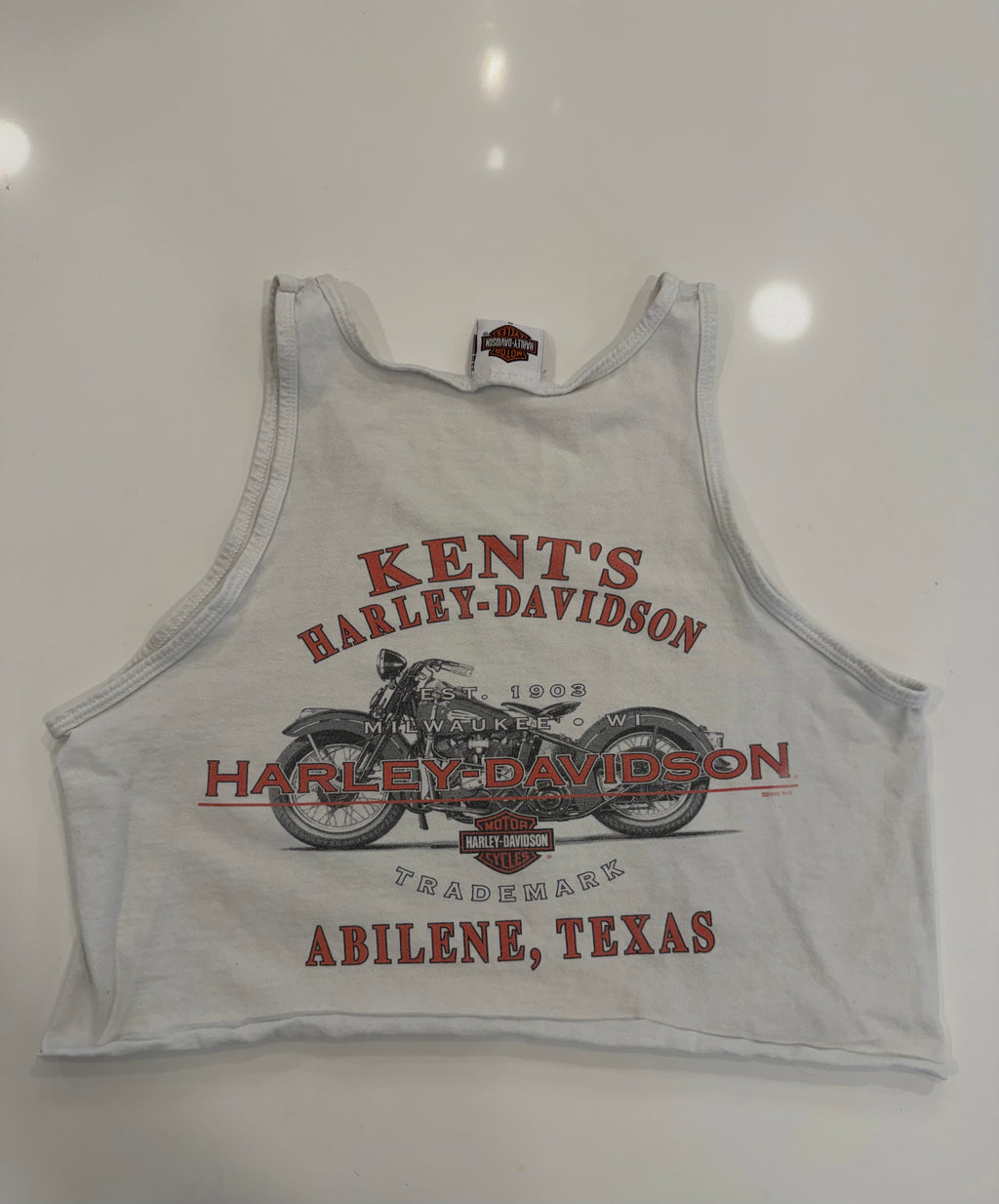 Texas white cropped tank
