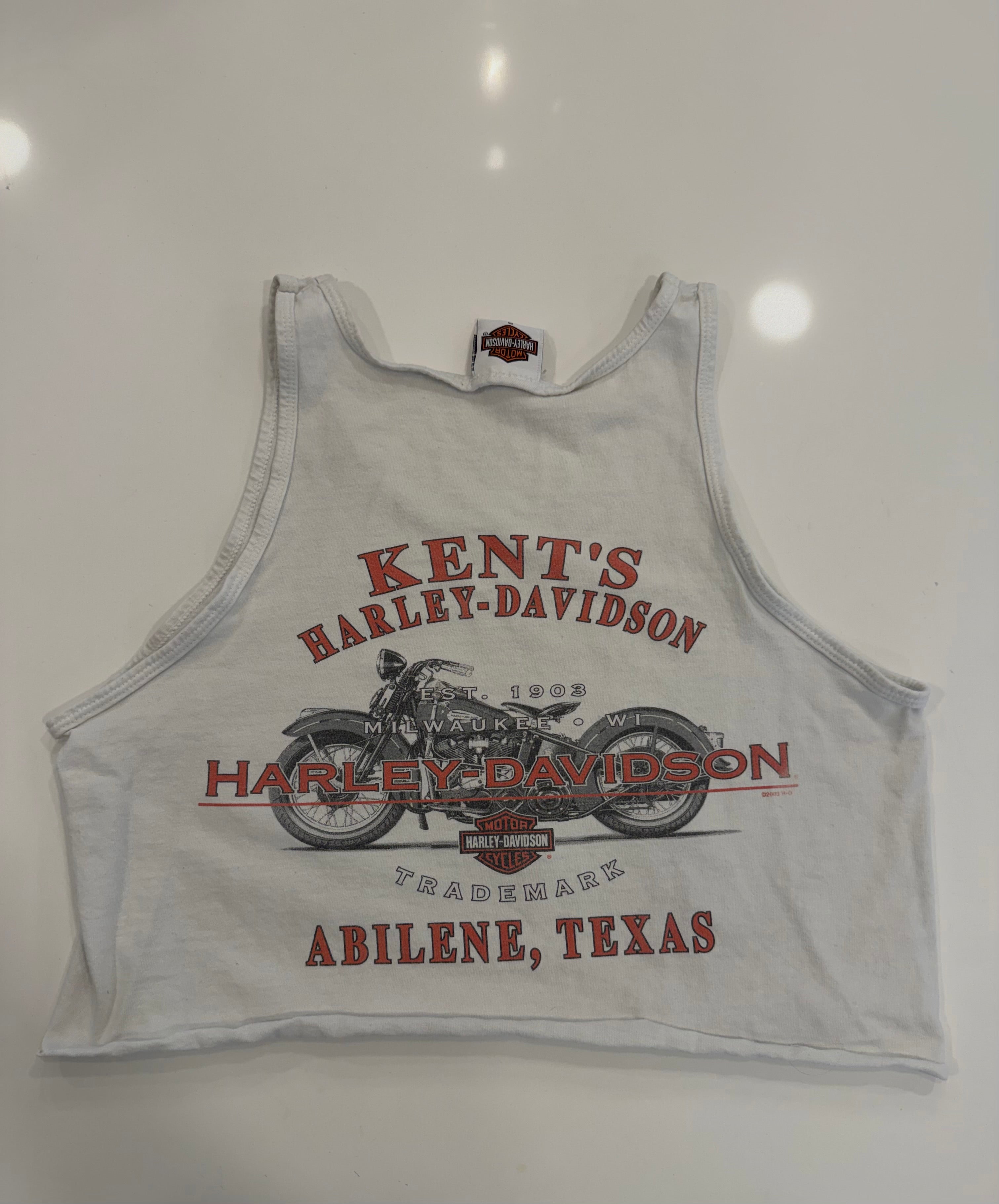 Texas white cropped tank