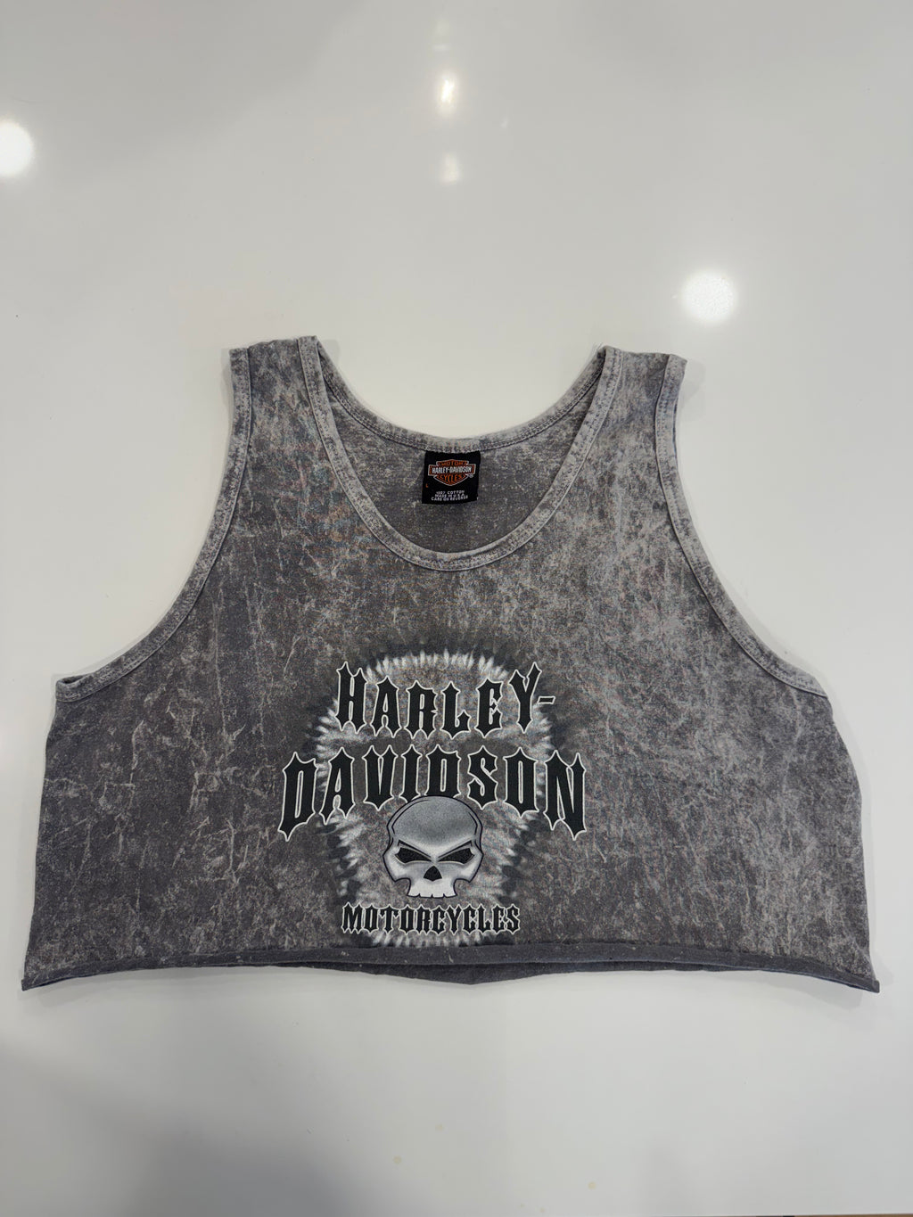 Skull acid grey washed WA cropped tank