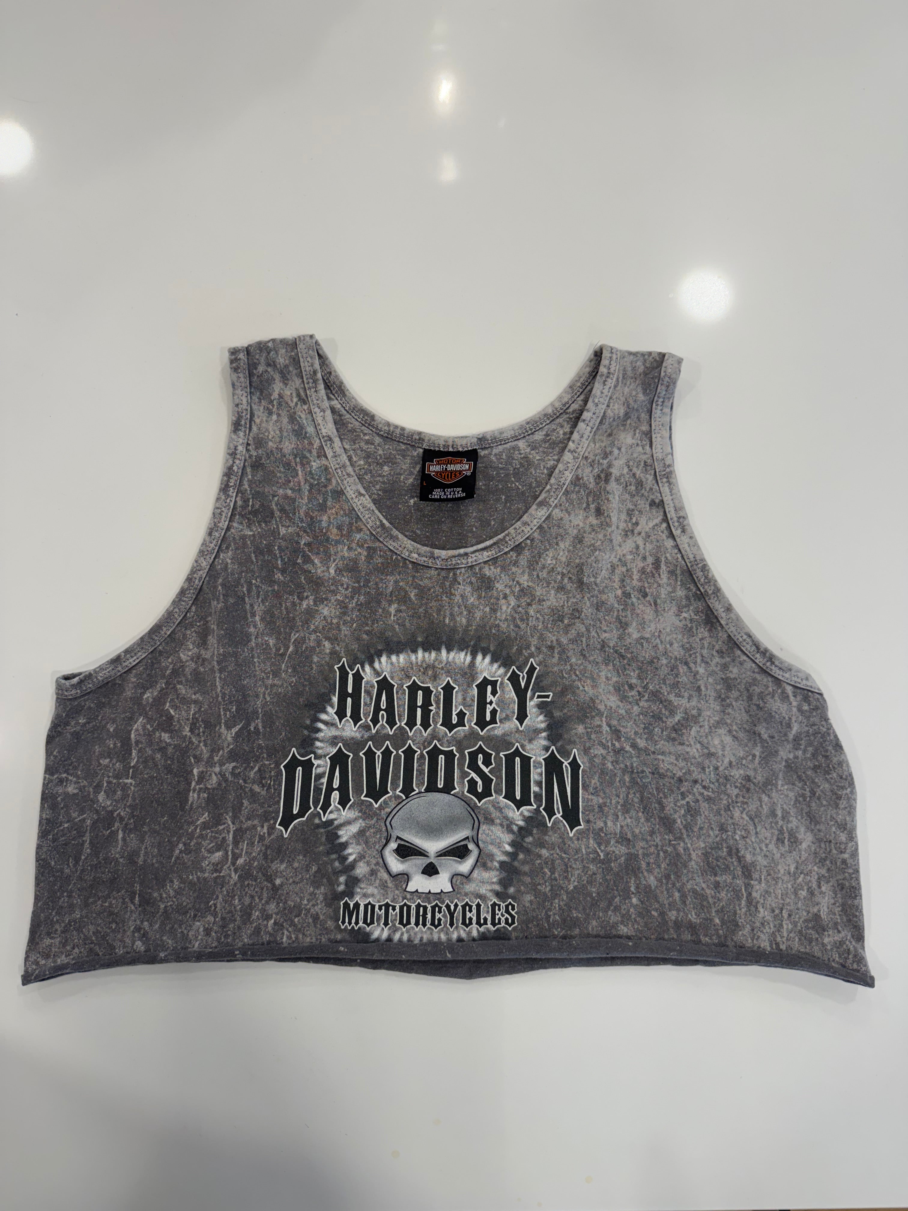 Skull acid grey washed WA cropped tank
