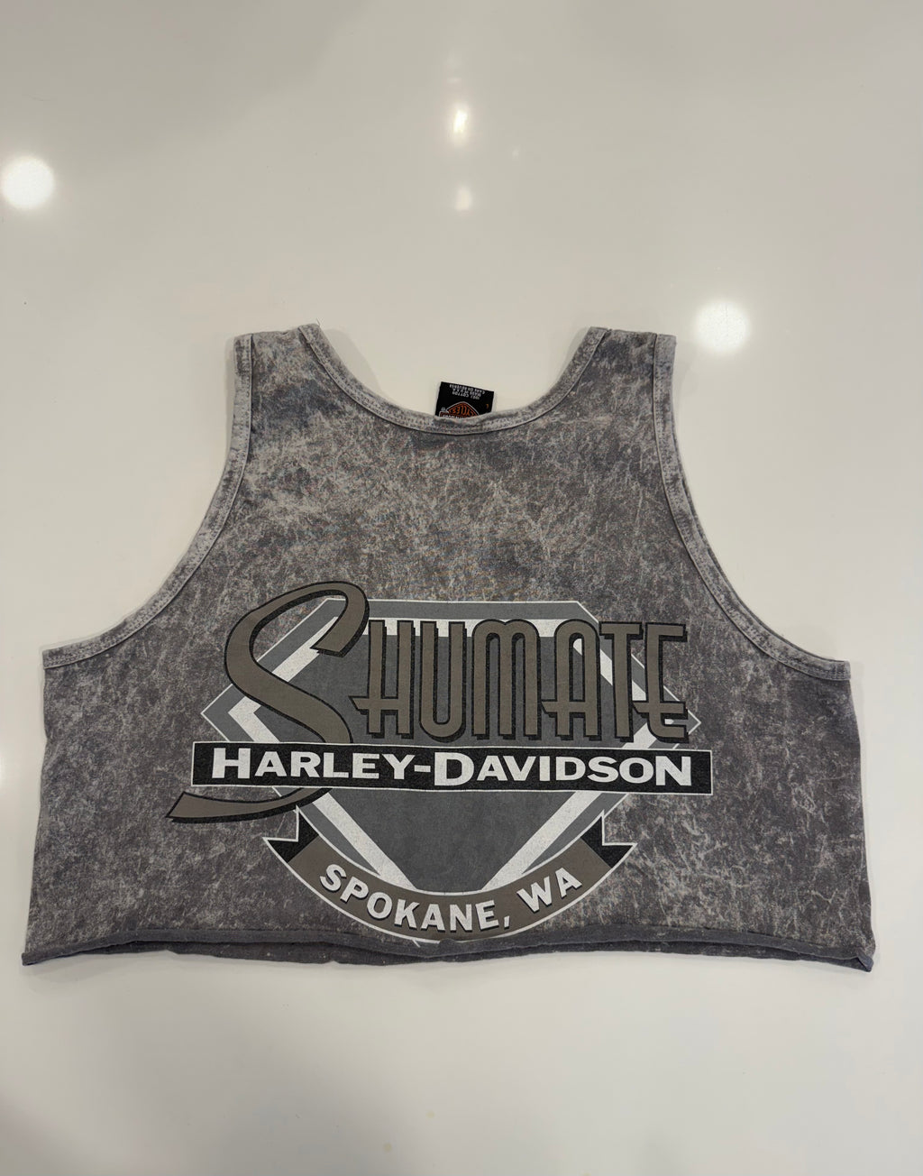 Skull acid grey washed WA cropped tank
