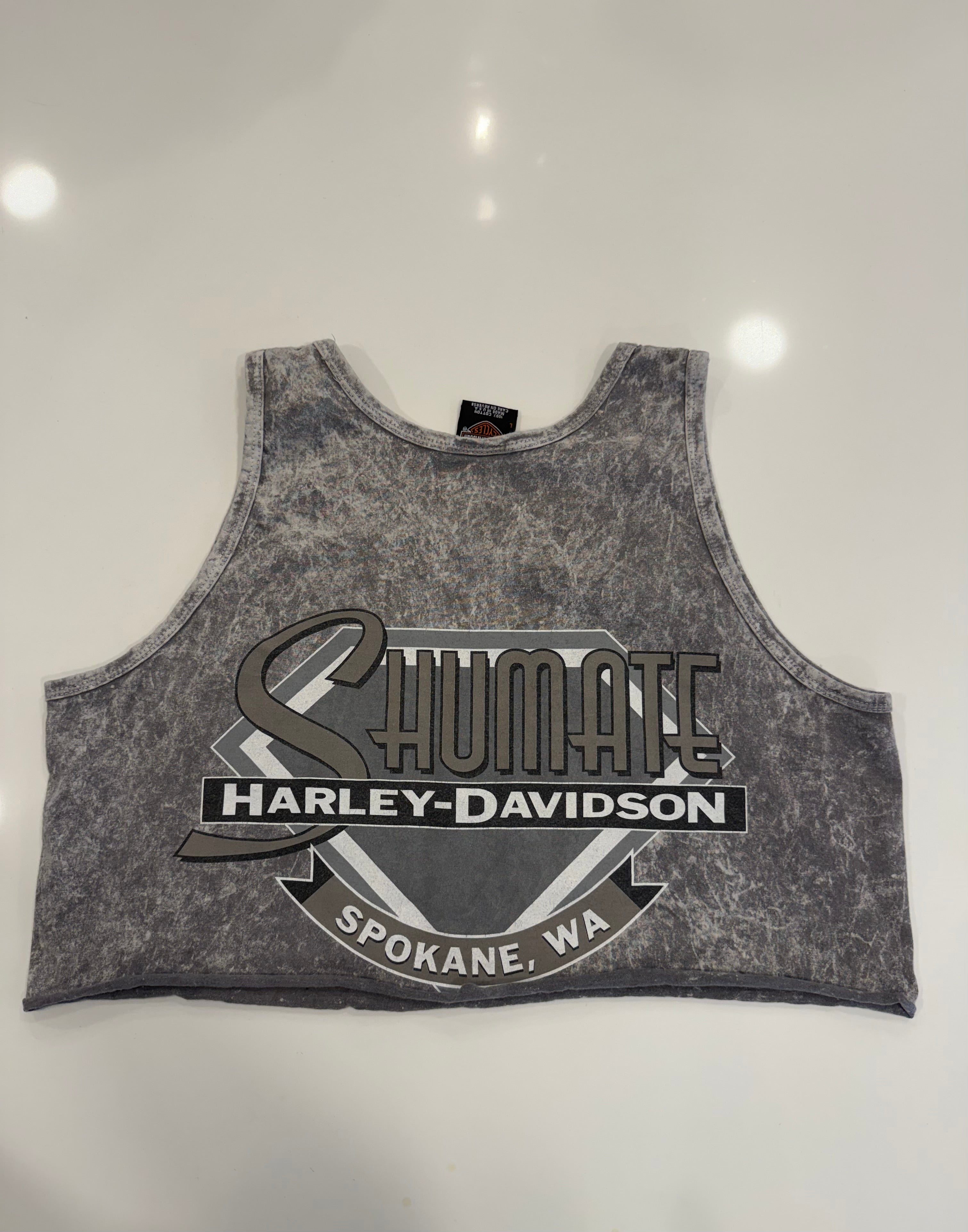 Skull acid grey washed WA cropped tank