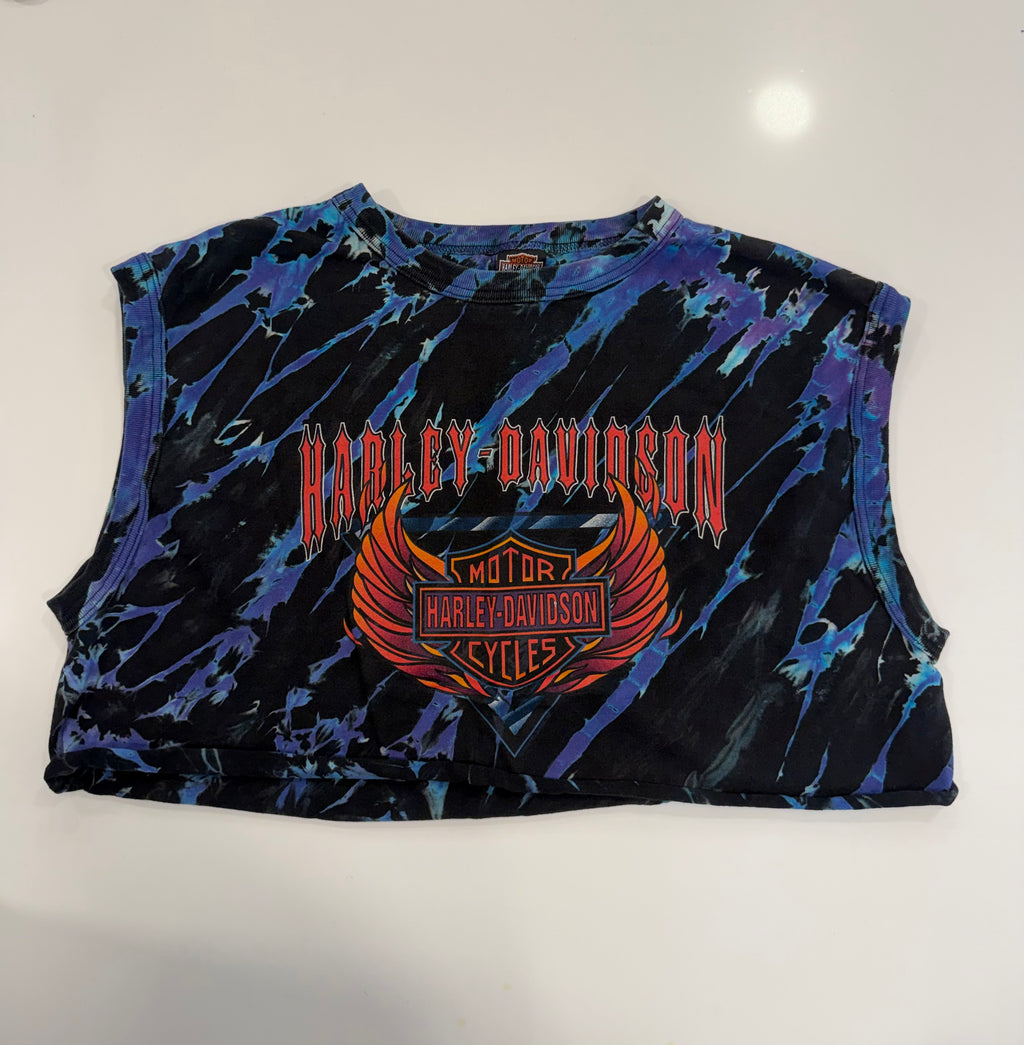 Illinois purple and teal marble cropped tank