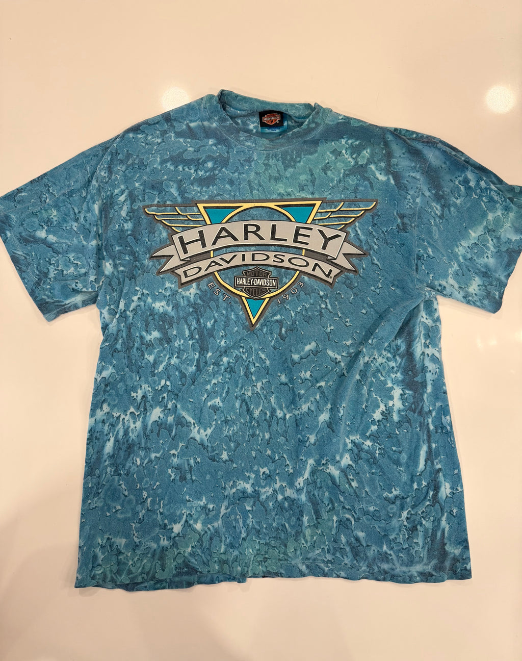 Illinois blue acid wash retro T shirt