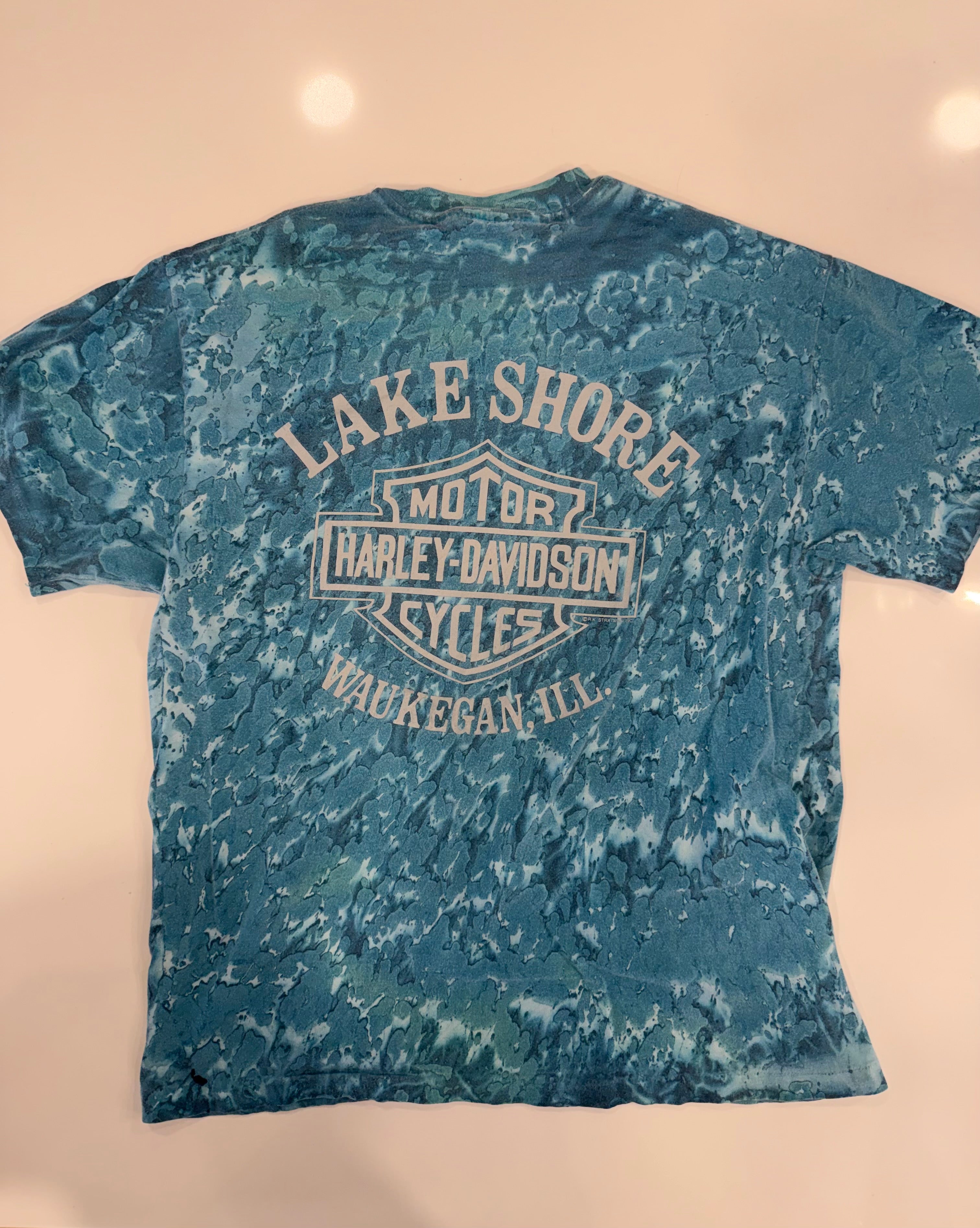Illinois blue acid wash retro T shirt