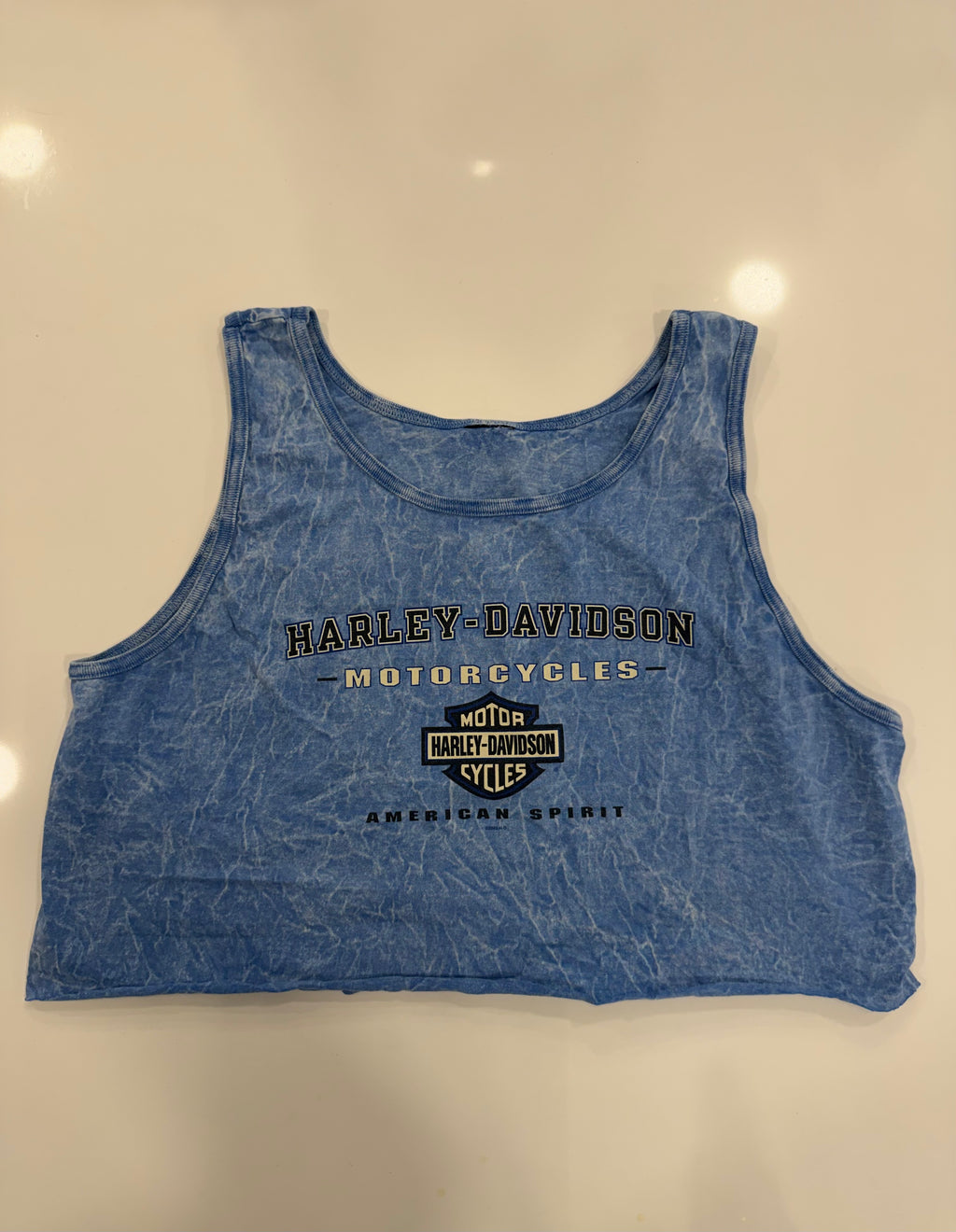 Hawaii blue acid wash cropped tank