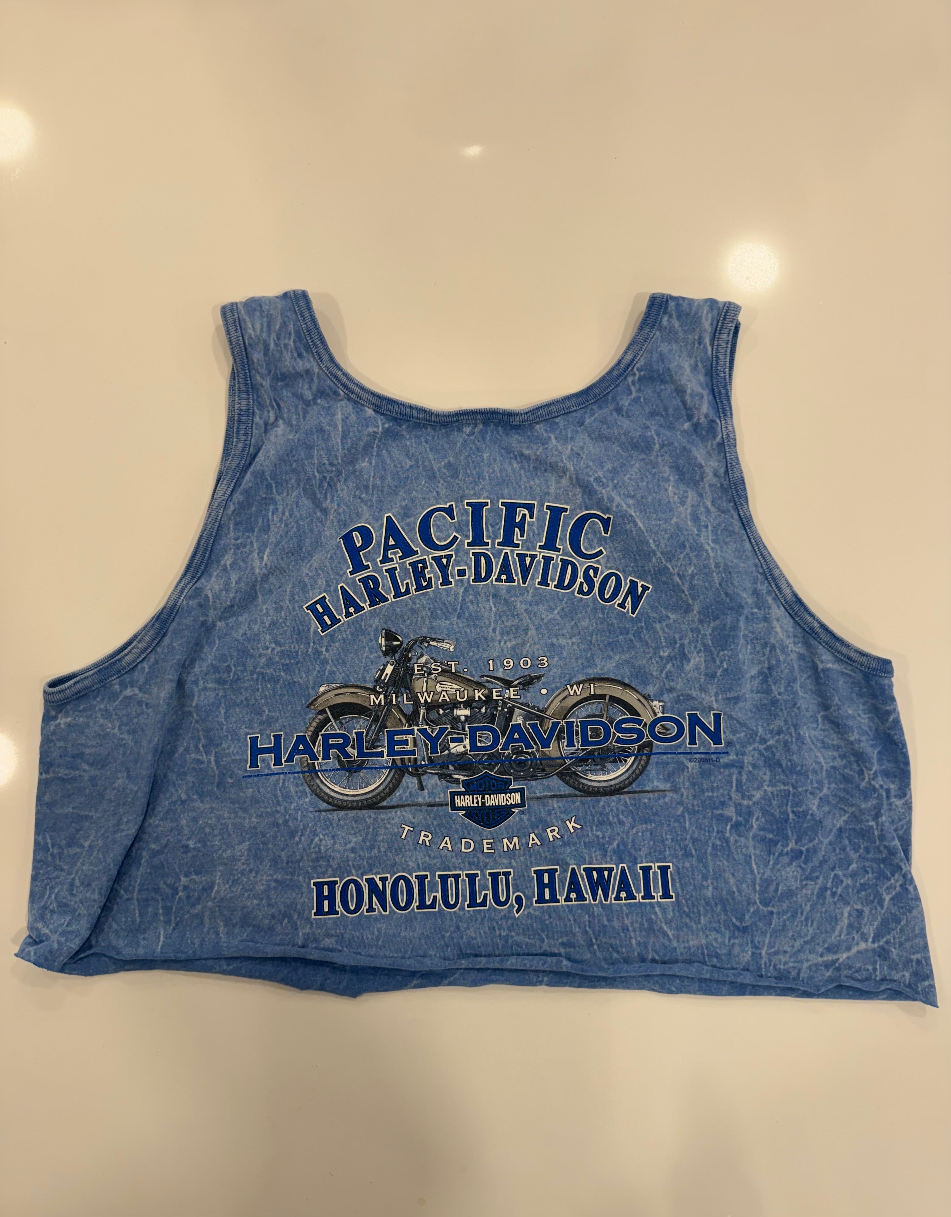 Hawaii blue acid wash cropped tank