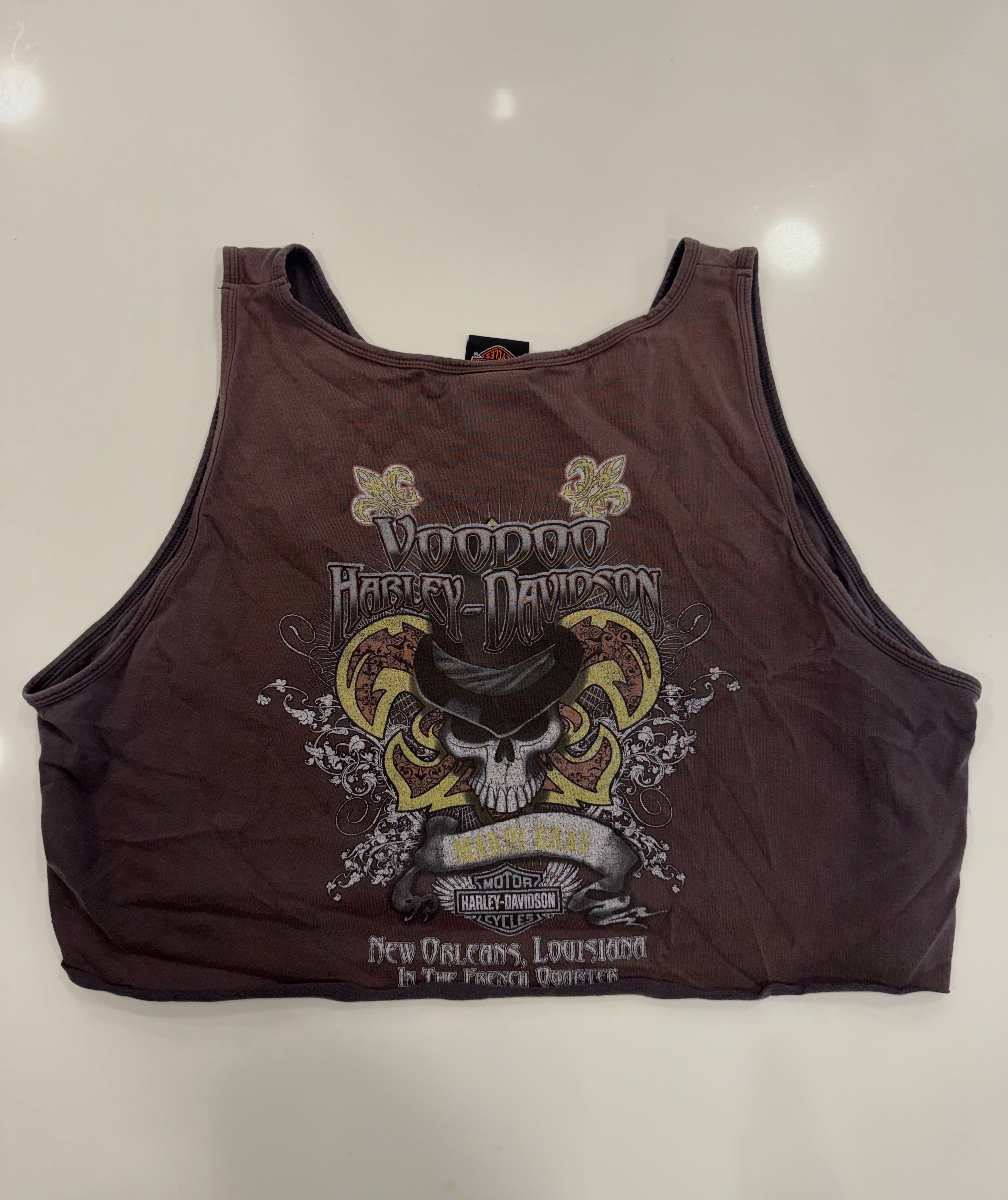 Voodoo faded brown cropped tank