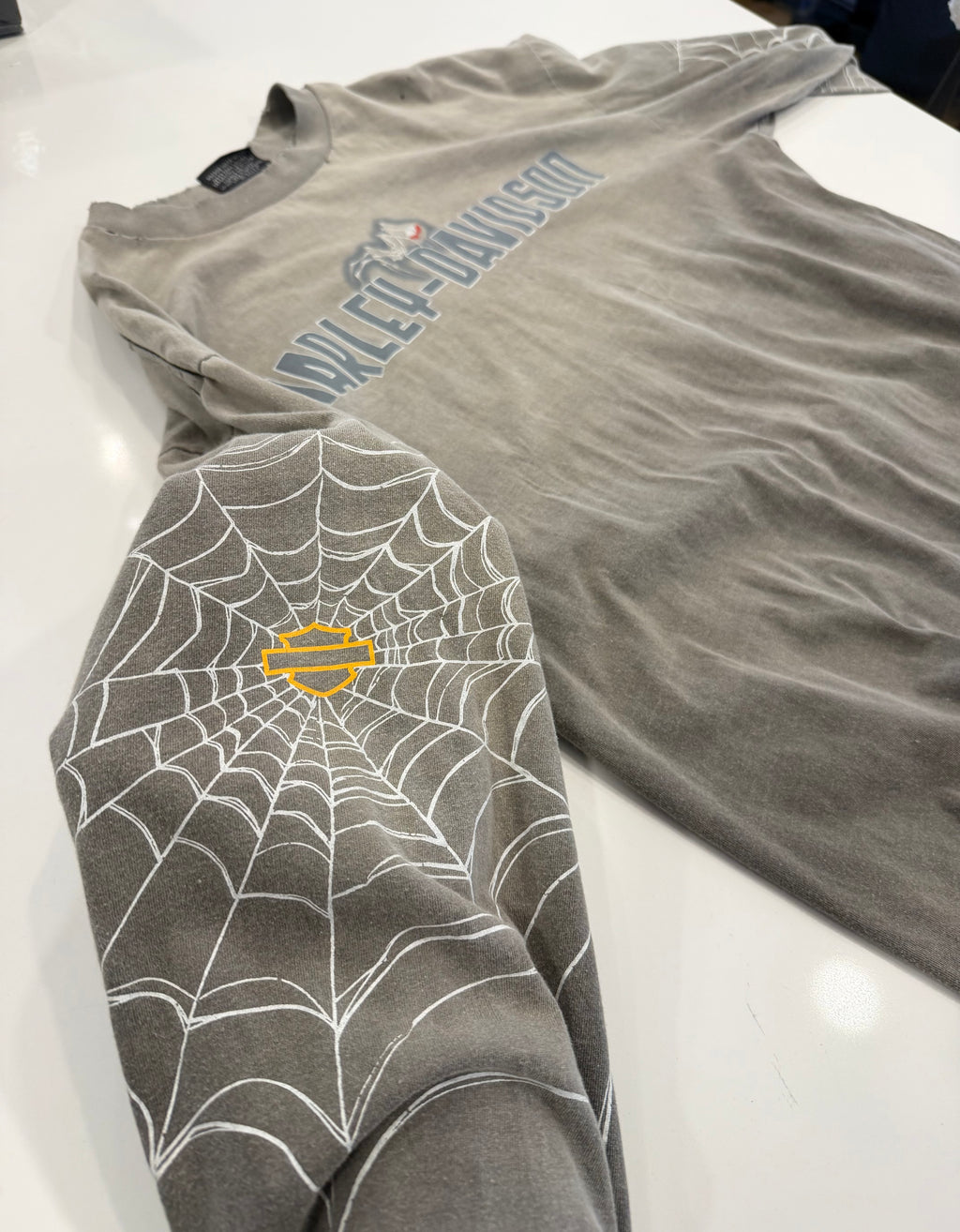 Grey/beige washed spider long sleeve