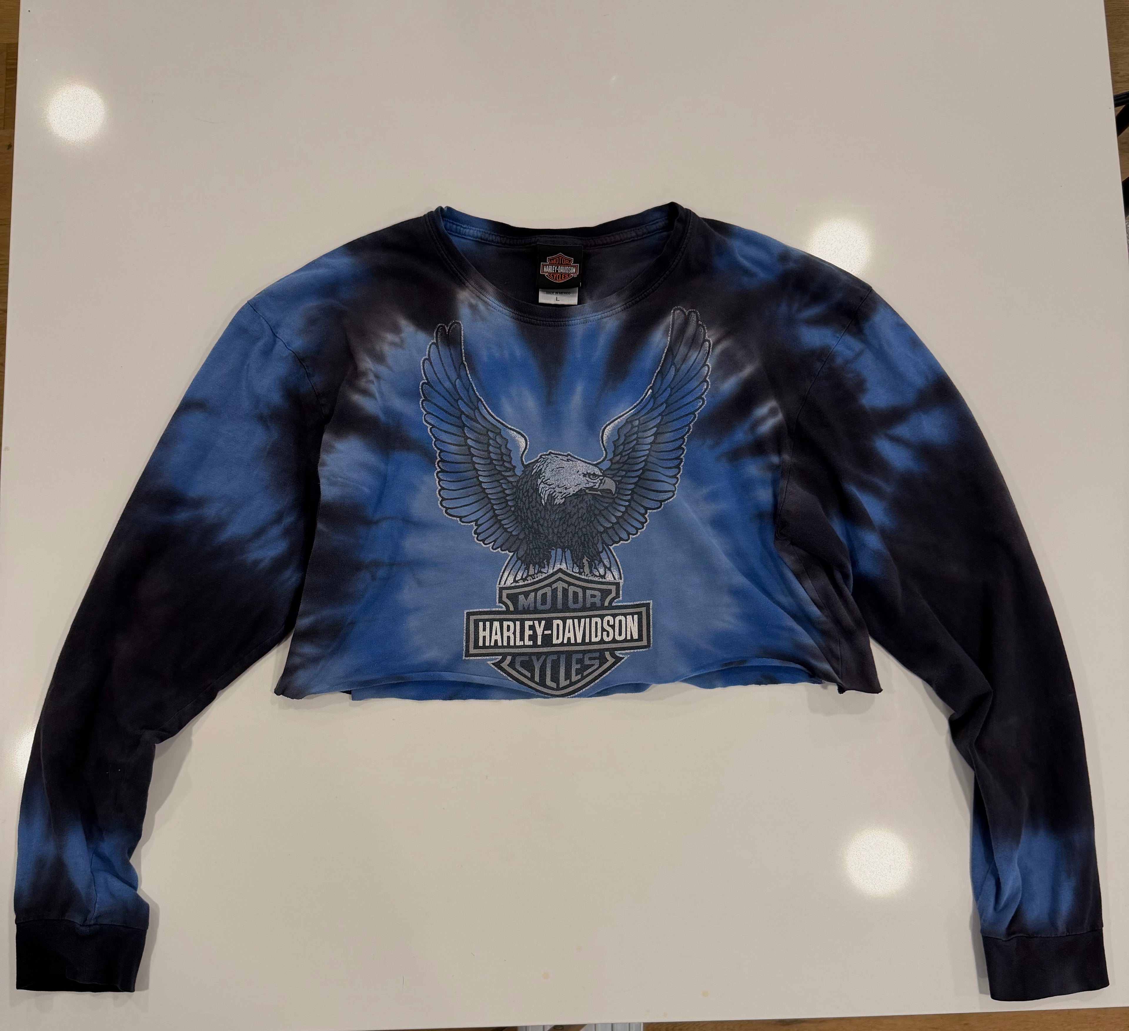 Ohio blue tie dye cropped ong sleeve