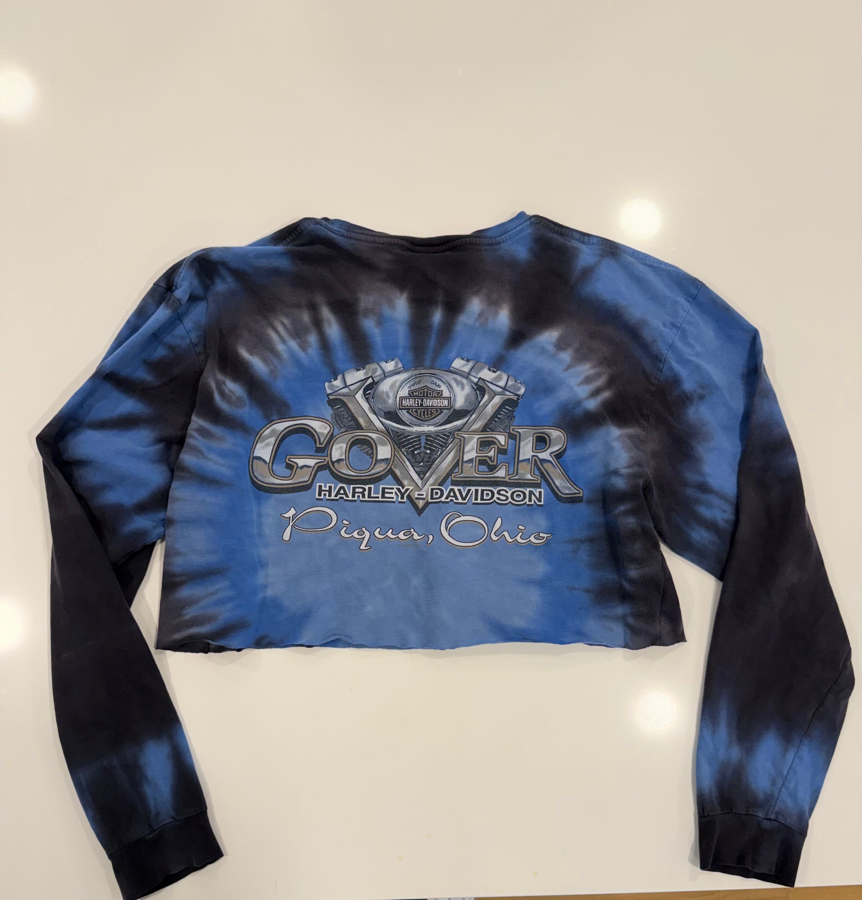 Ohio blue tie dye cropped ong sleeve