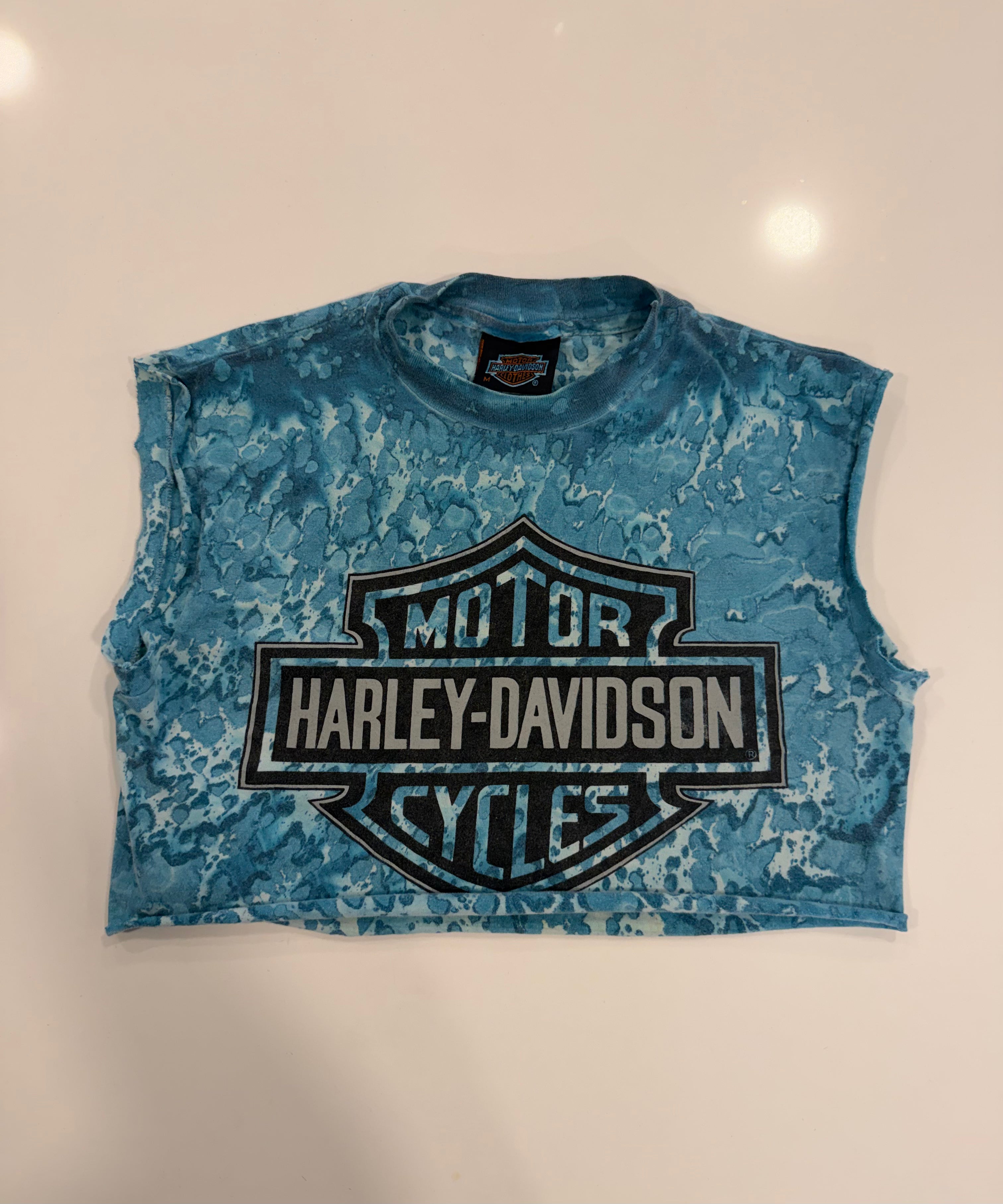 Illnois blue acid/tie dye cropped tee