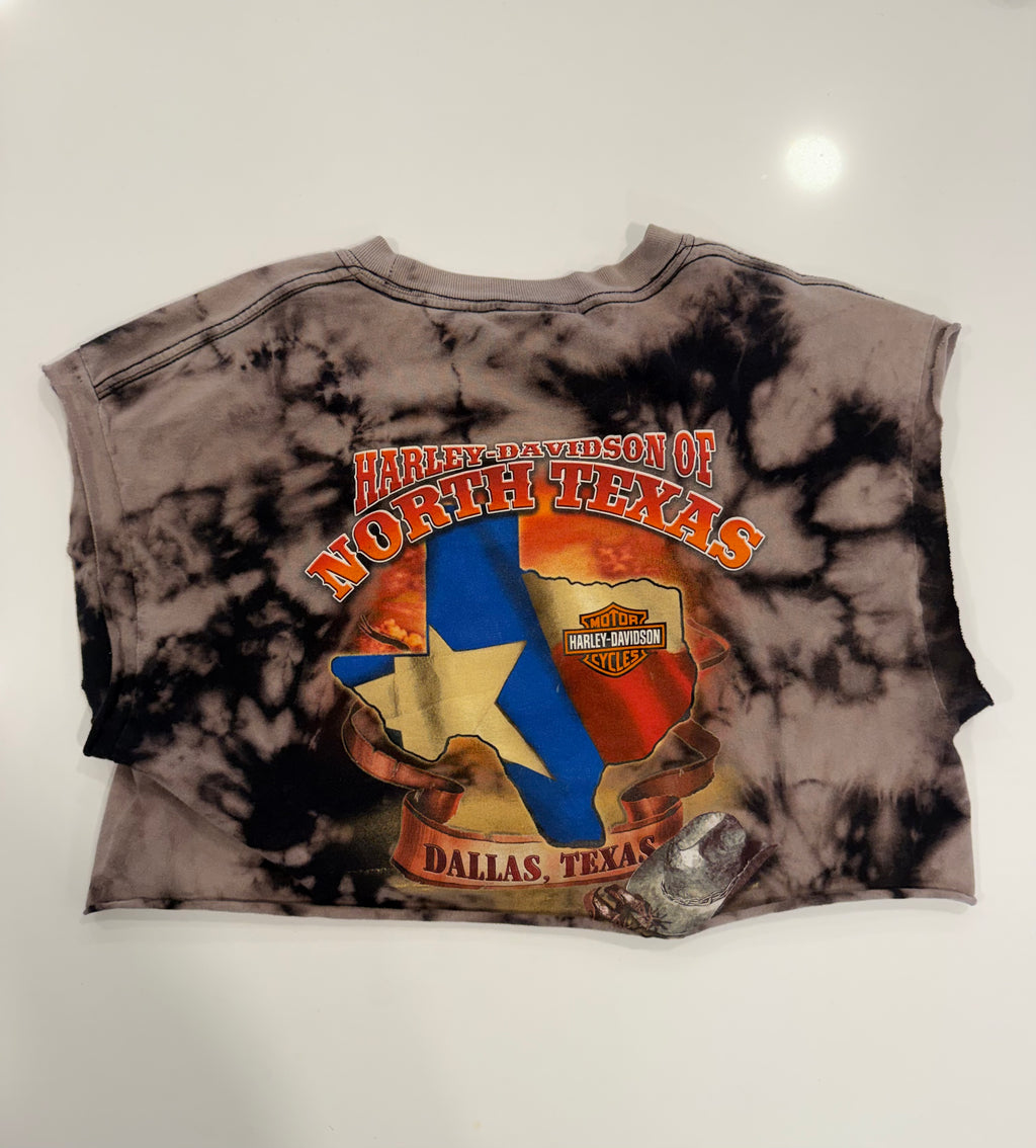 Texas tie dye cropped tee