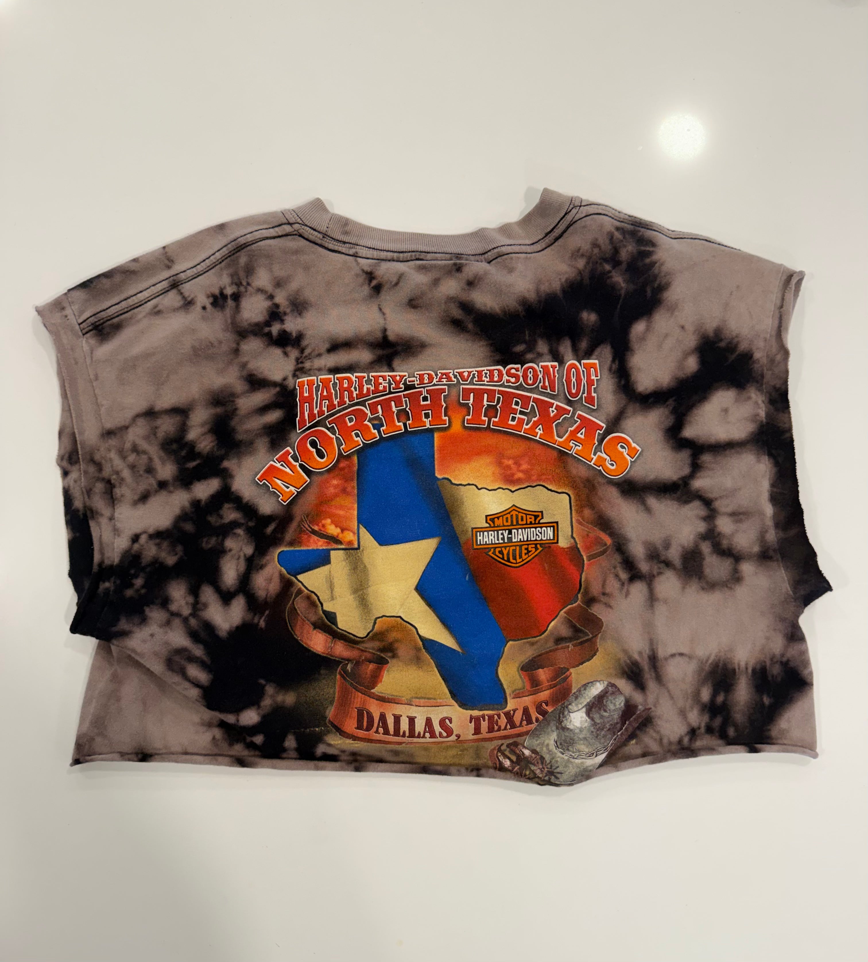 Texas tie dye cropped tee