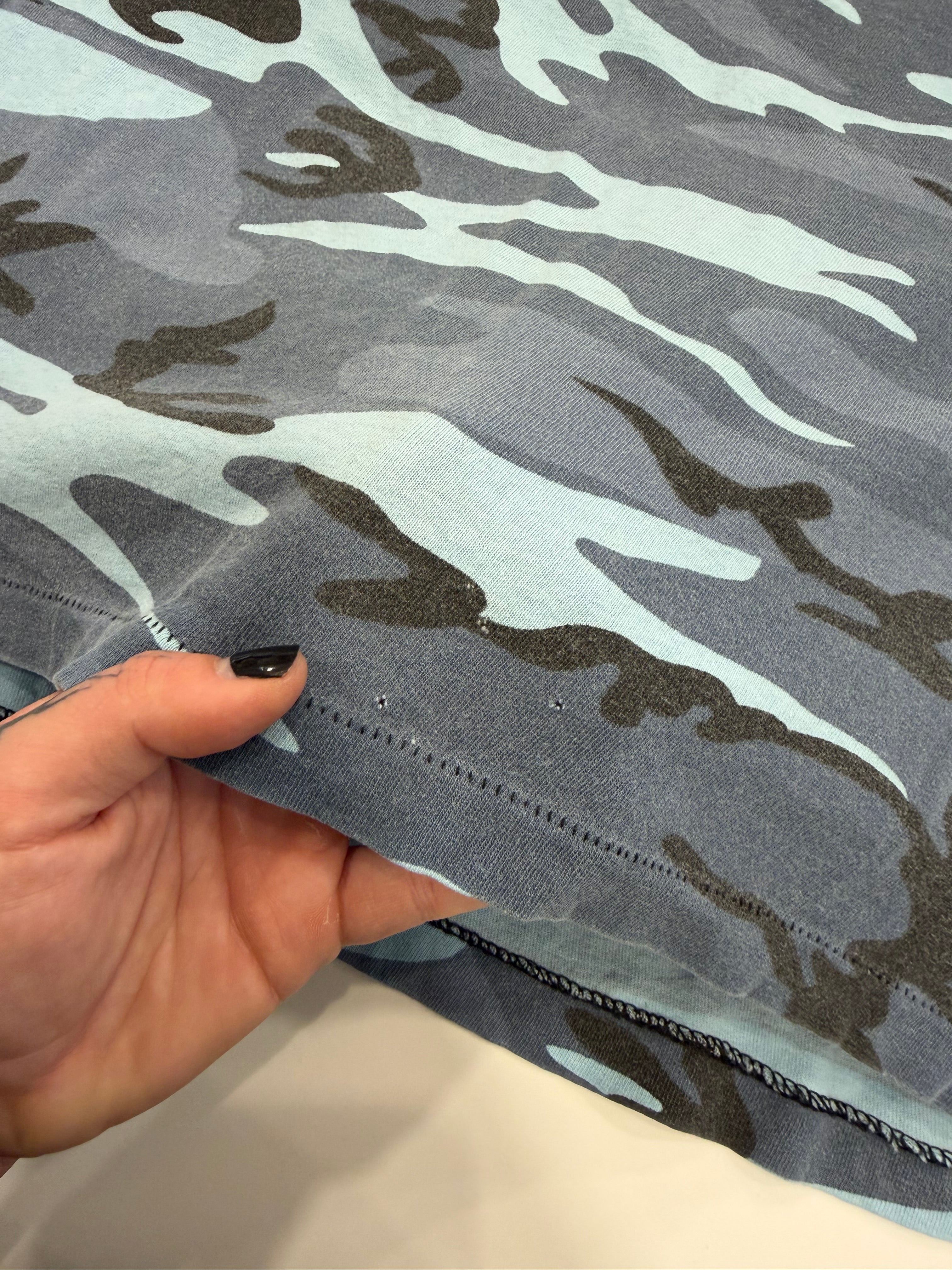 Blue and black camo baby tee