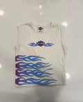 Blue and purple flame white tank S