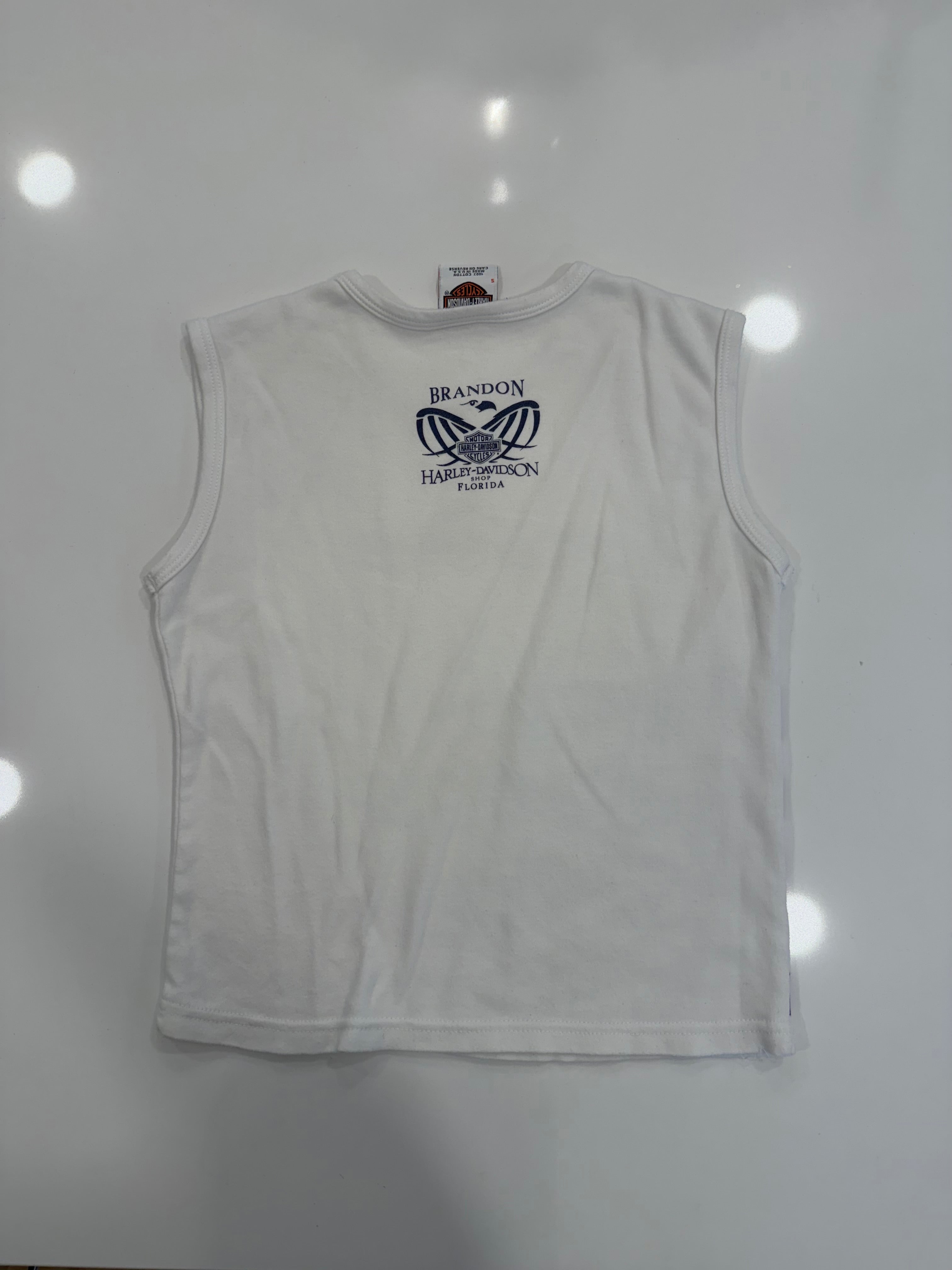 Blue and purple flame white tank S