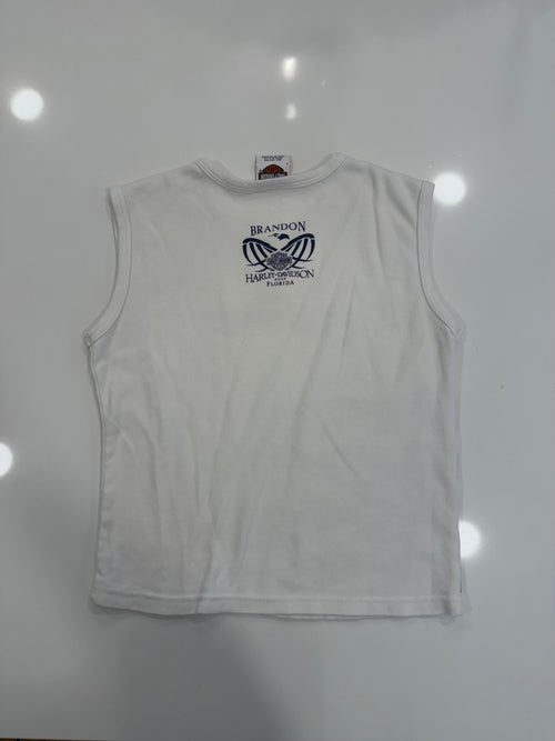 Blue and purple flame white tank S